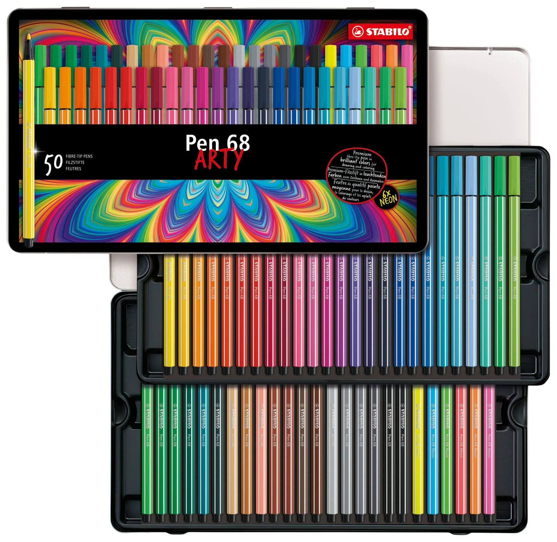 STABILO Pen 68 ARTY - Scatola da 50 Pennarelli Premium Assortiti