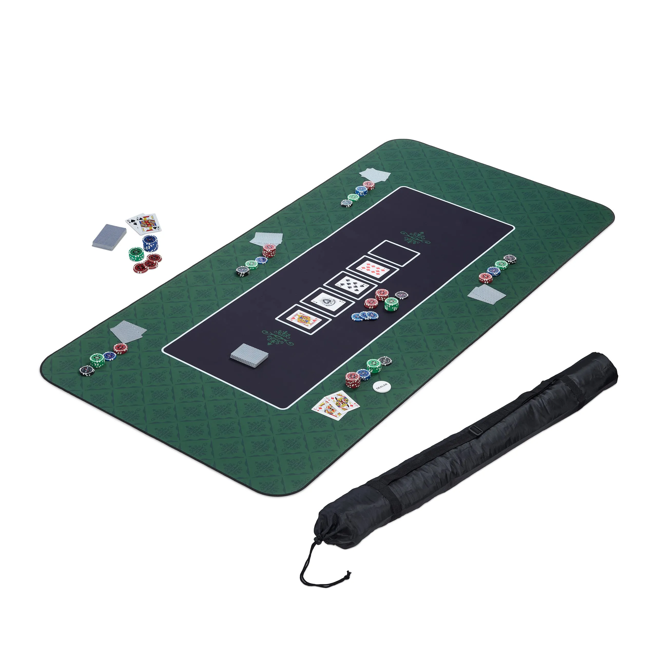 Relaxdays Tappeto da Poker 180x90 cm, Verde Nero