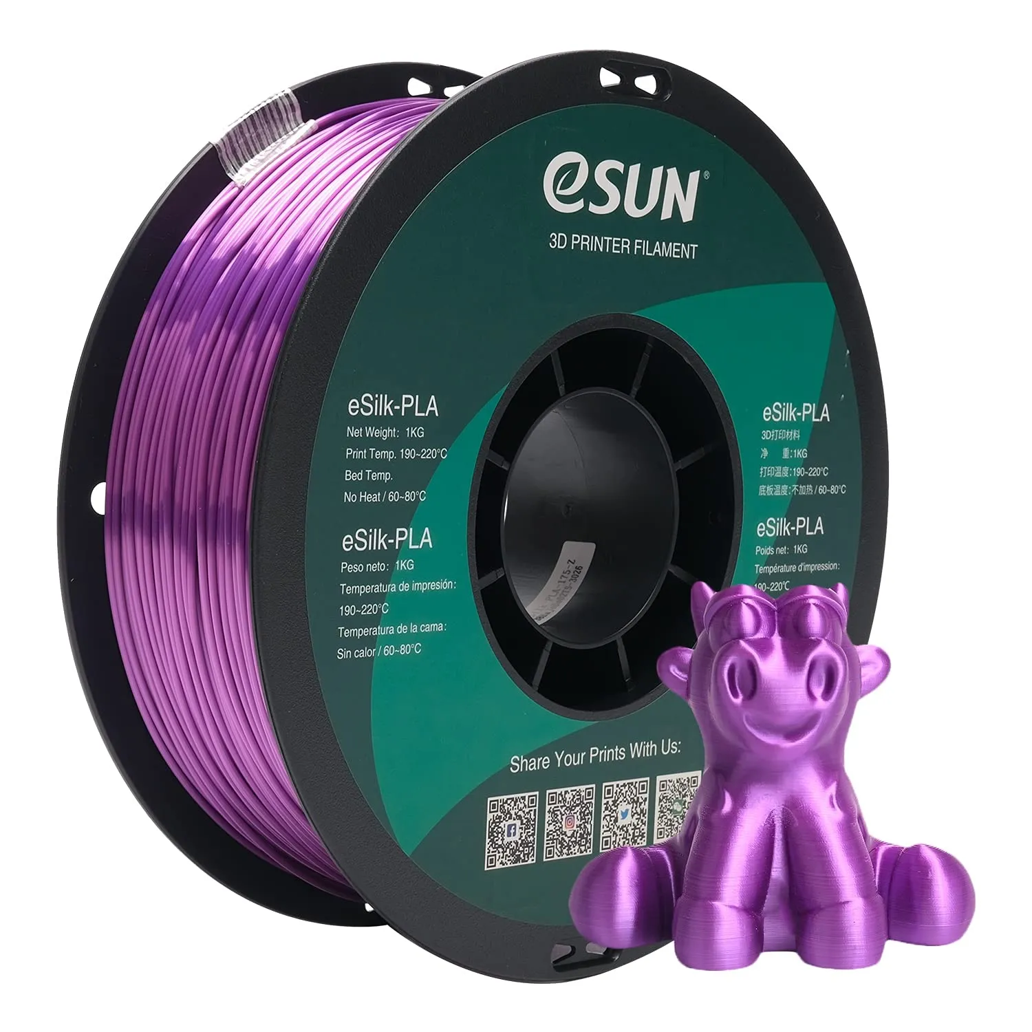 eSUN Filamento PLA Seta 1.75mm - Viola Serico Brillante