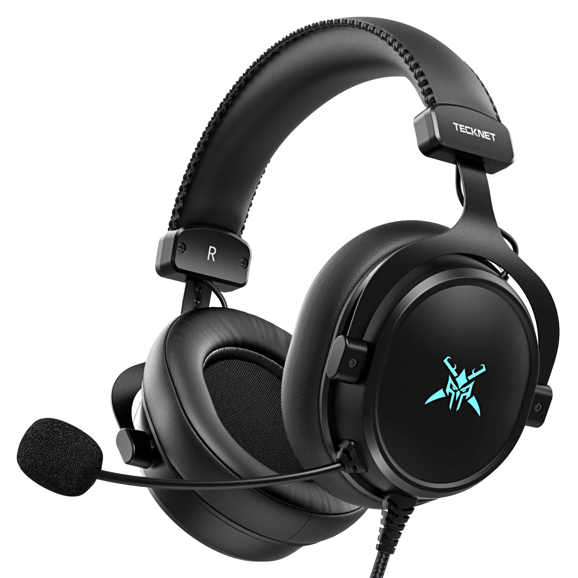 TECKNET Cuffie Gaming PS5 PS4 PC Xbox con Microfono Noise Cancelling e LED