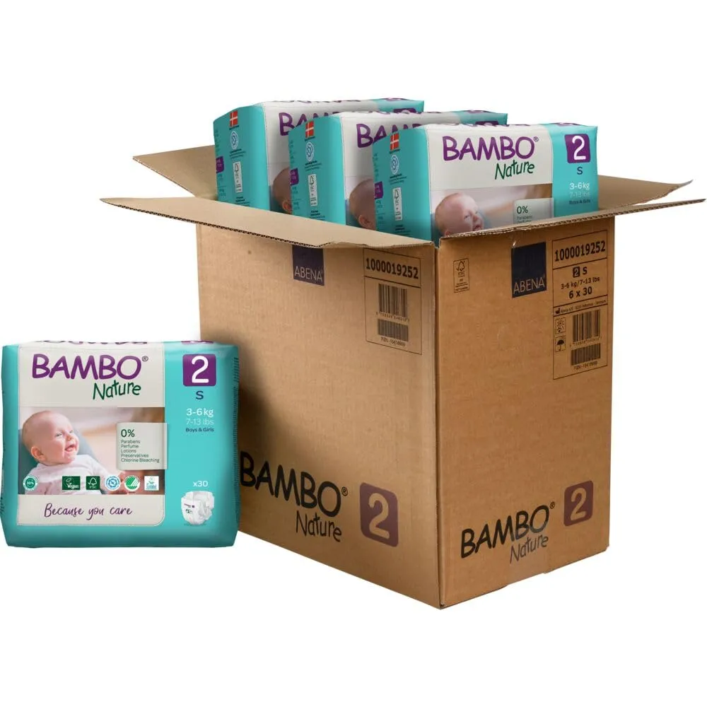 Bambo Nature Pannolini Ecologici Taglia 2 (3-6 kg) - 30 pezzi
