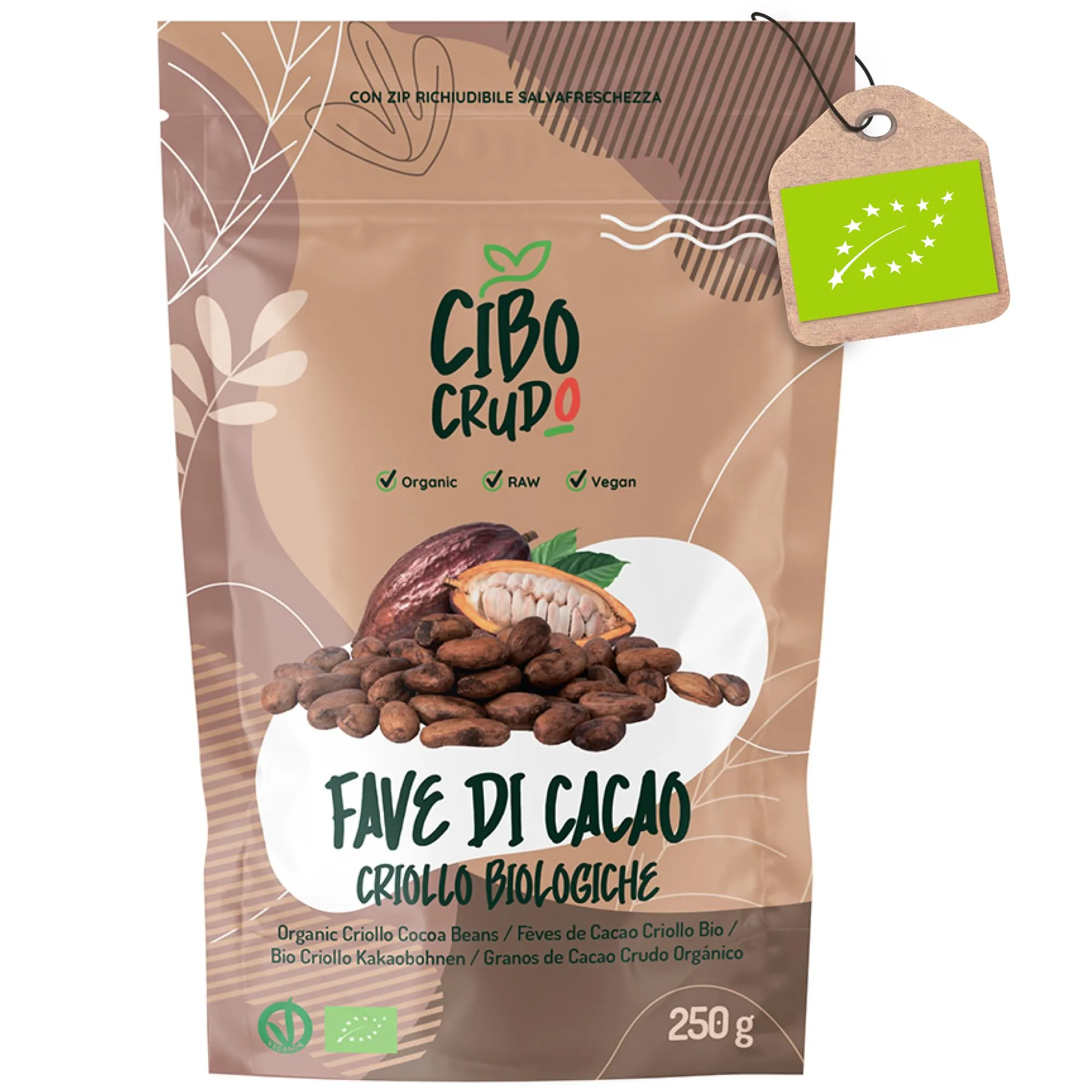 Fave di Cacao Crudo Biologico Criollo Perù - 250g