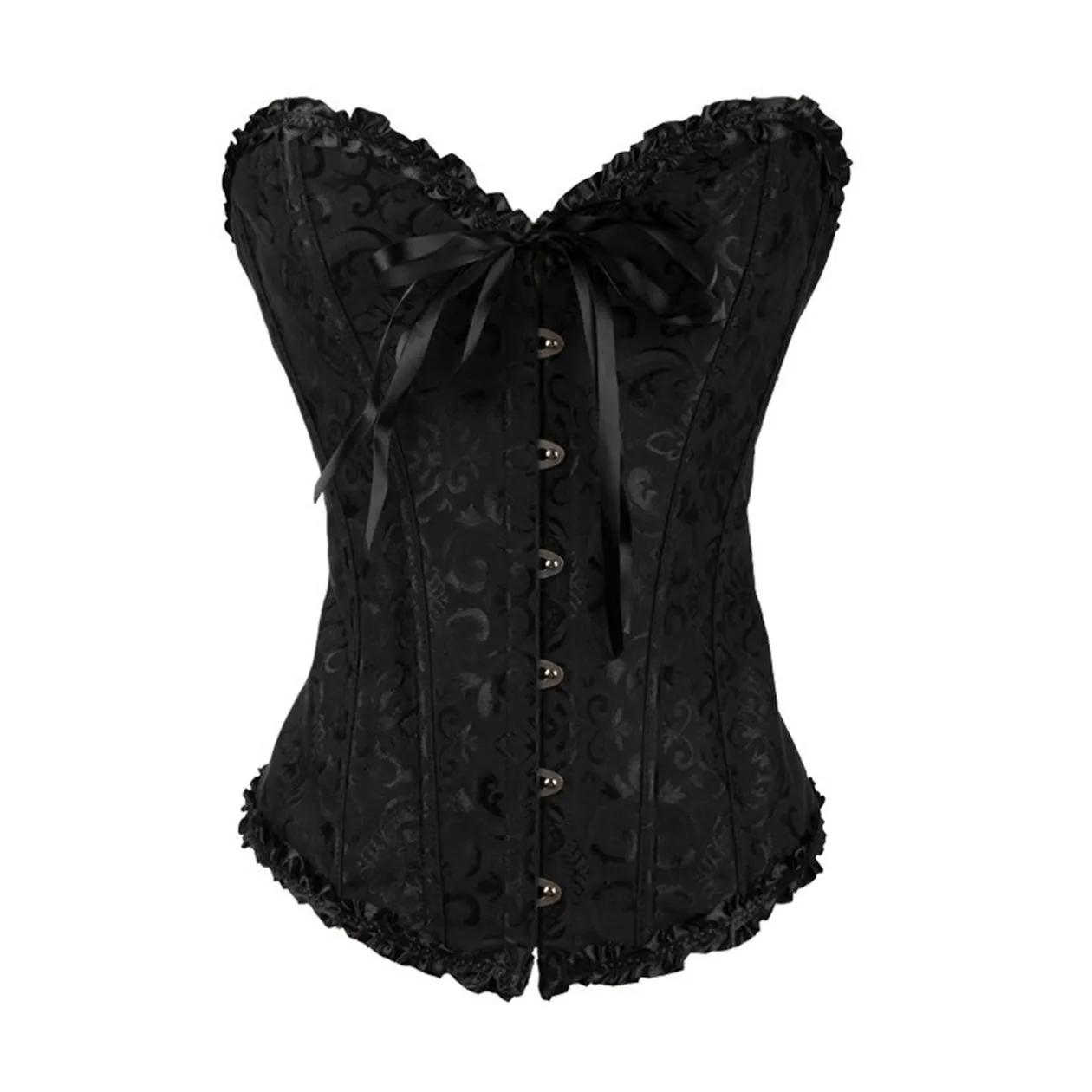 SxyBox Corsetto Donna Sexy Burlesque Overbust Nero, Taglia S