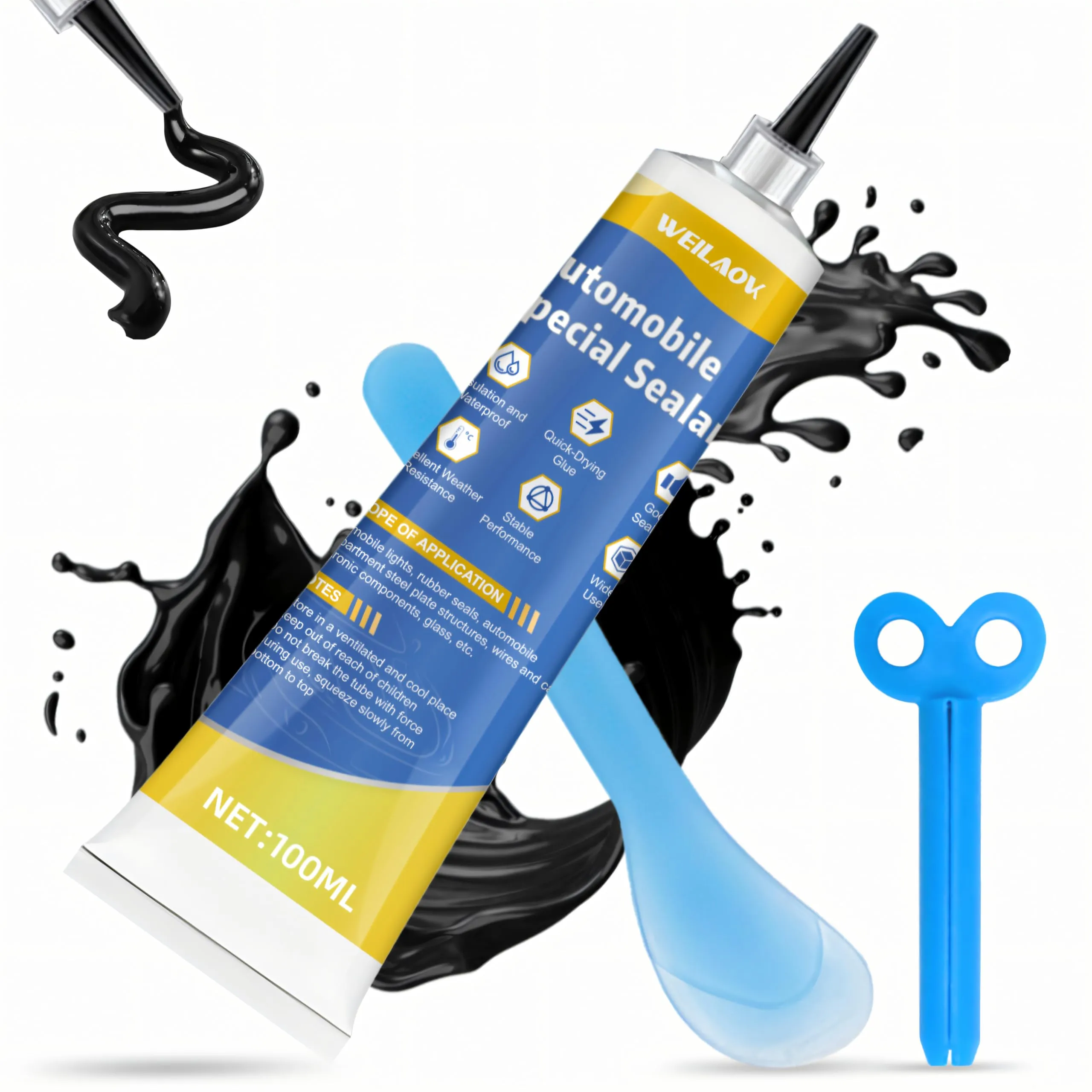 WEILAOK Silicone Nero per Auto, Sigillante Auto Resistente alle Alte Temperature