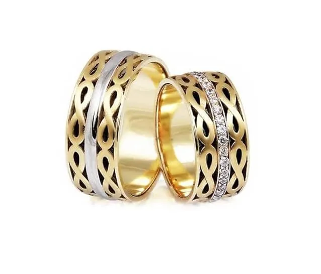 Set di fedi nuziali placcate in oro Coppia di fedi nuziali in argento personalizzate