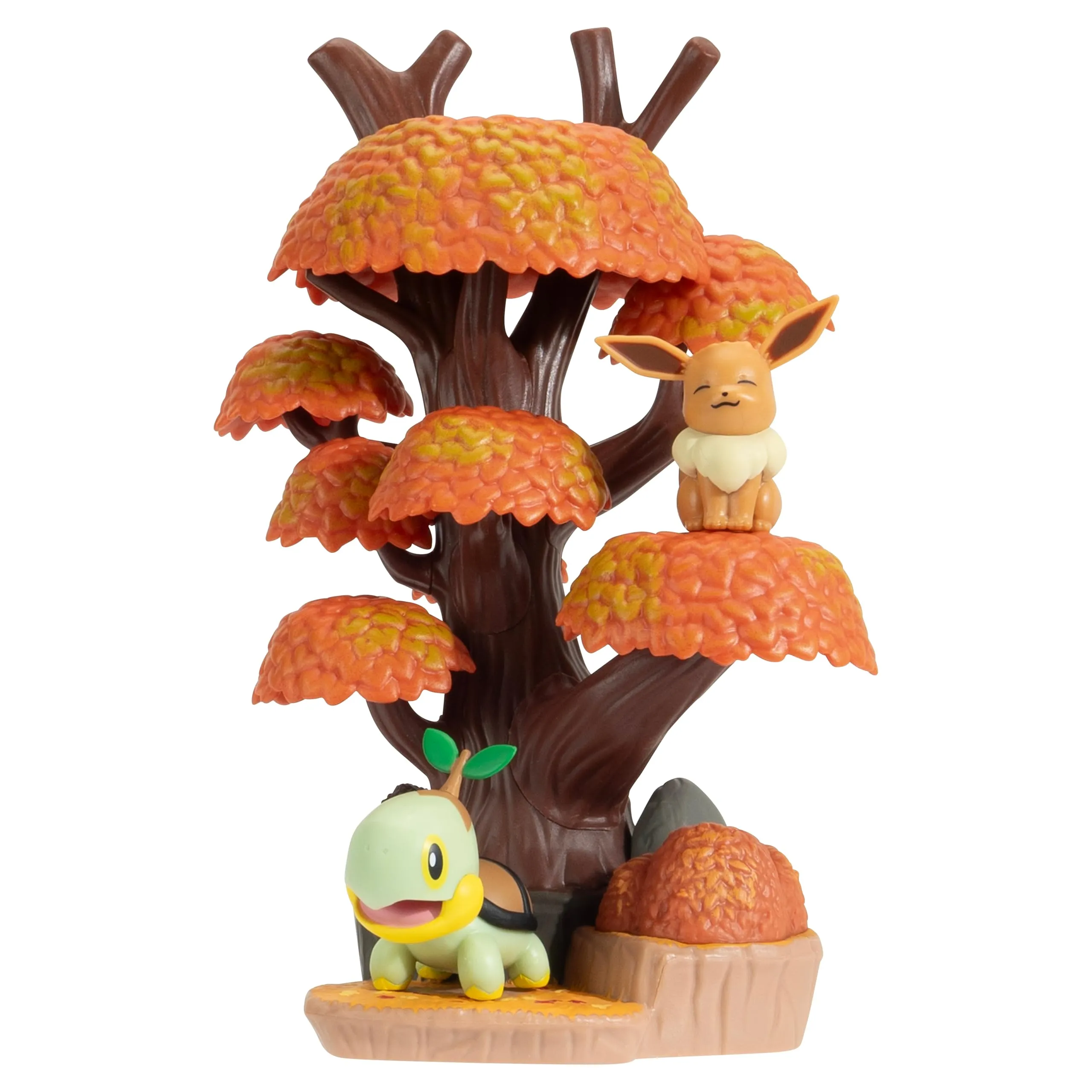 Pokémon PKW - Select - Confezione di Figure Ambientali Foresta d'Autunno con Eevee #2 e Turtwig
