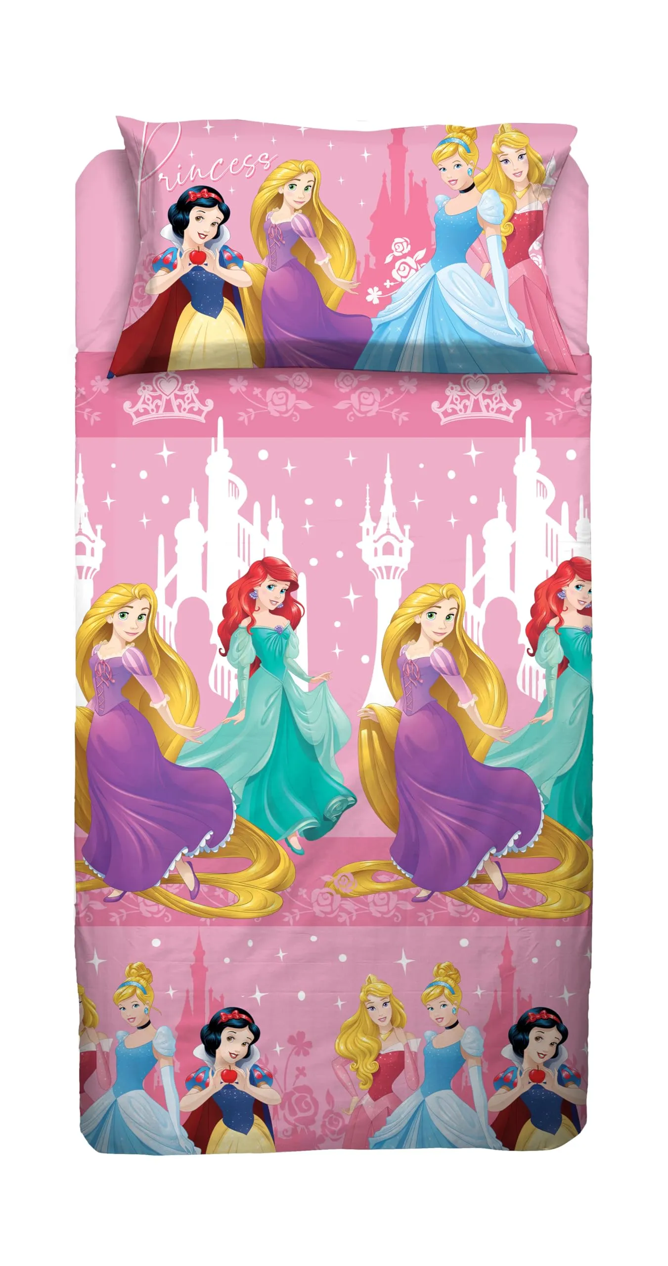 Princess, Set Lenzuolo Letto Singolo Disney, Rosa