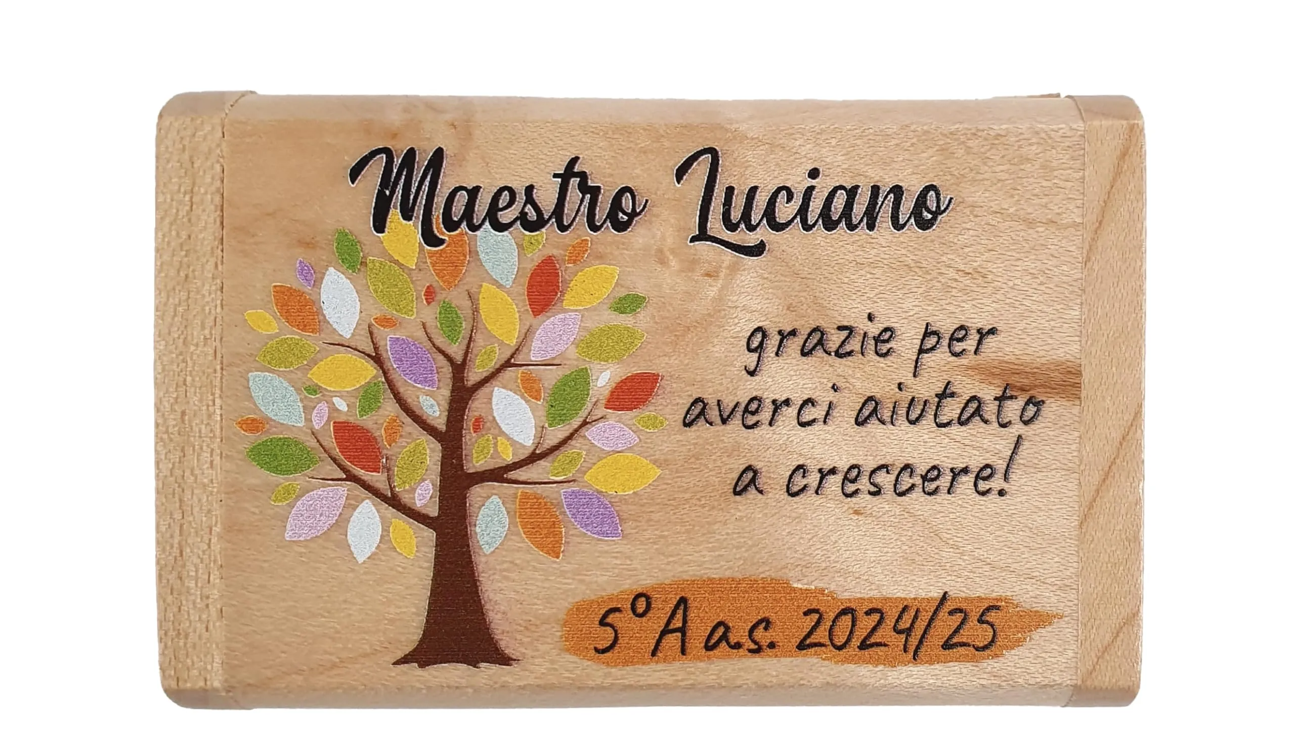 Chiavetta USB in Legno Personalizzata - Regalo Maestra/Maestro Fine Anno (Albero della Vita)
