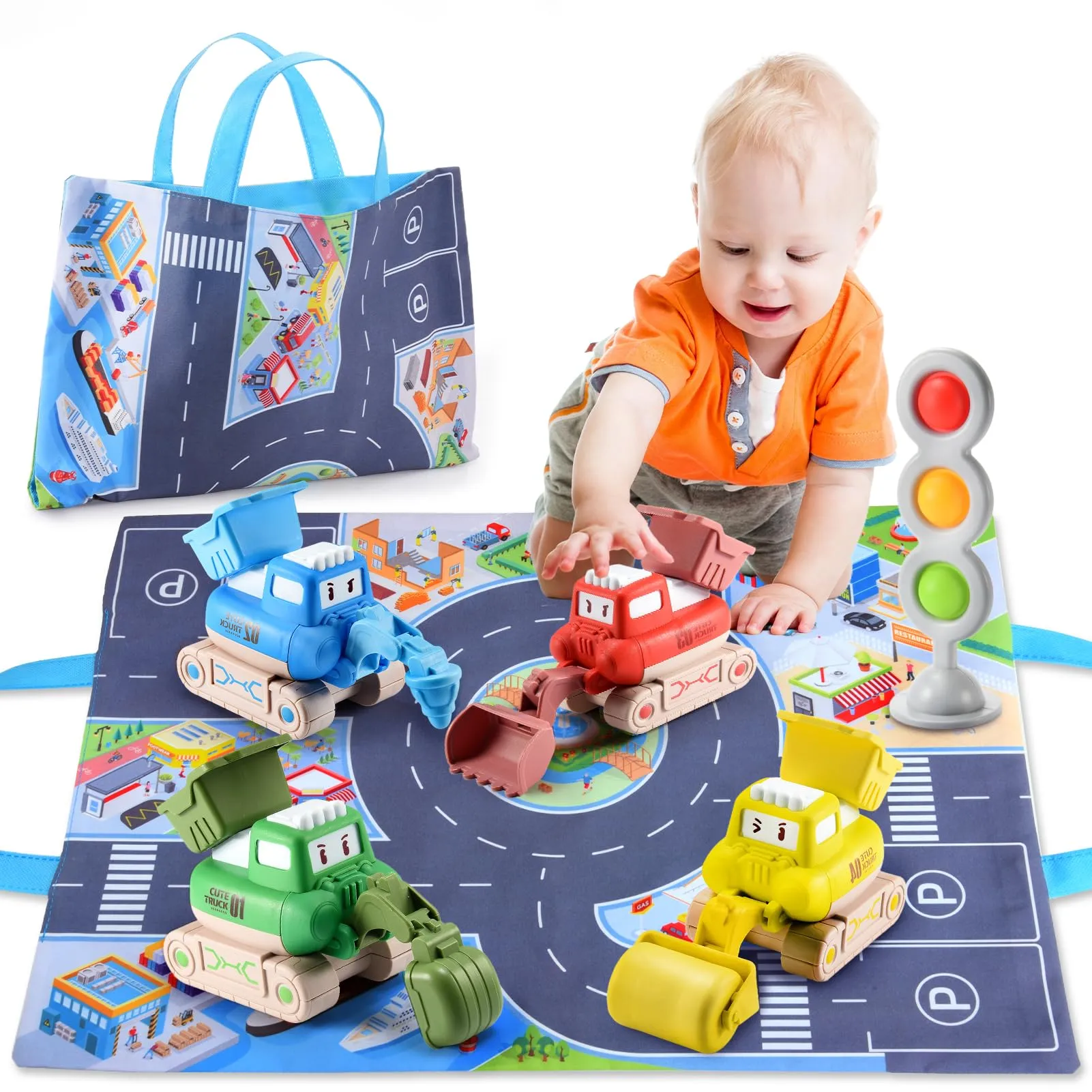 Geebiiny Set di Macchinine per Bambini 1-3 Anni