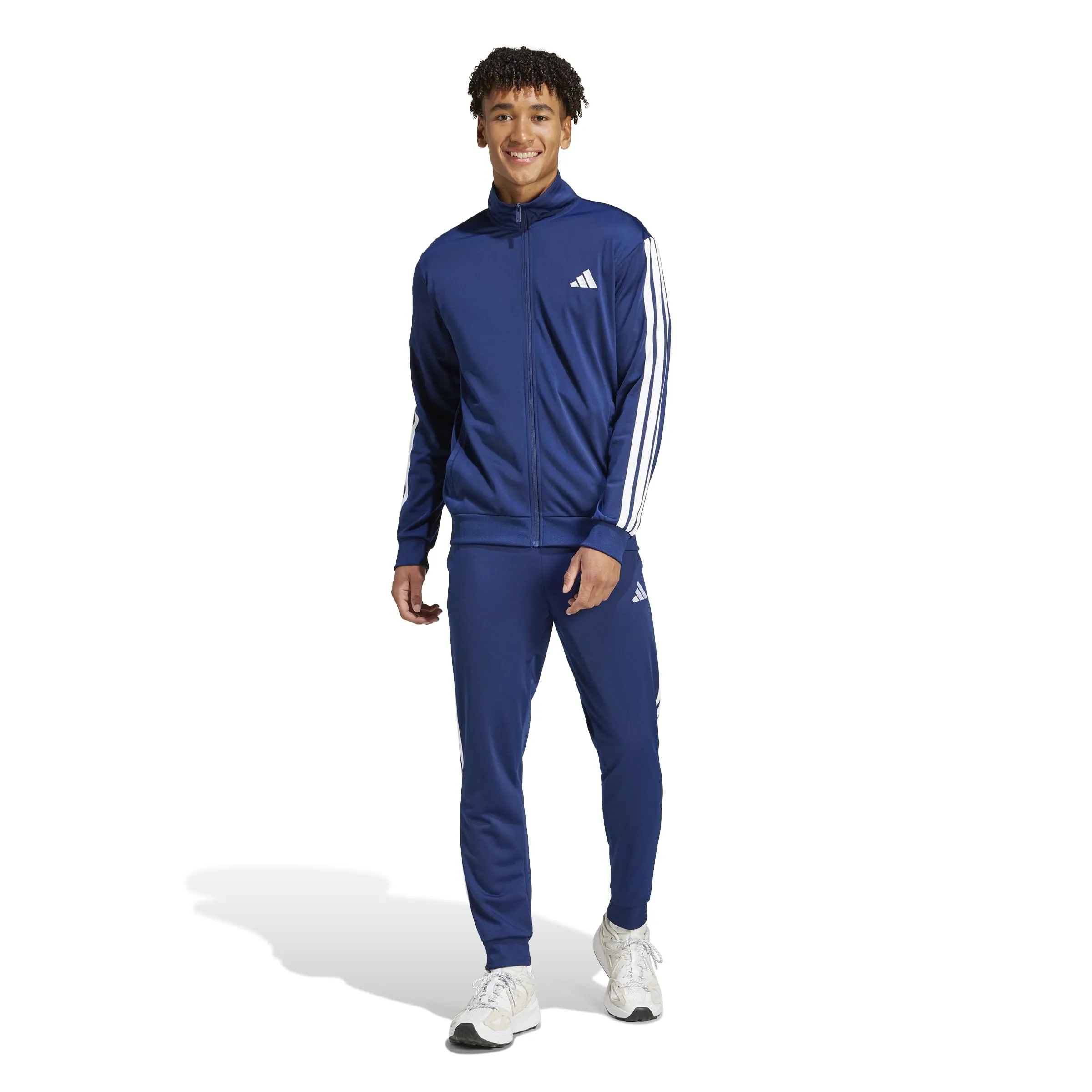 adidas Uomo Sportswear Basic 3 Stripes Tricot Tracksuit Blu