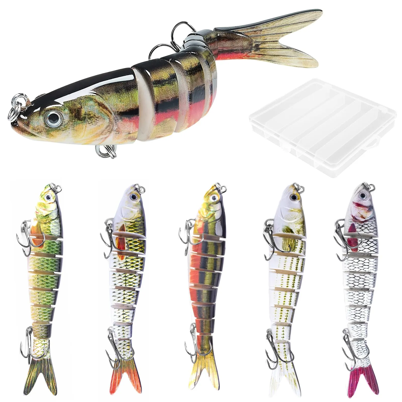 Set di 5 Esche Artificiali Spinning Mare per Pesce Persico, Luccio e Luccioperca