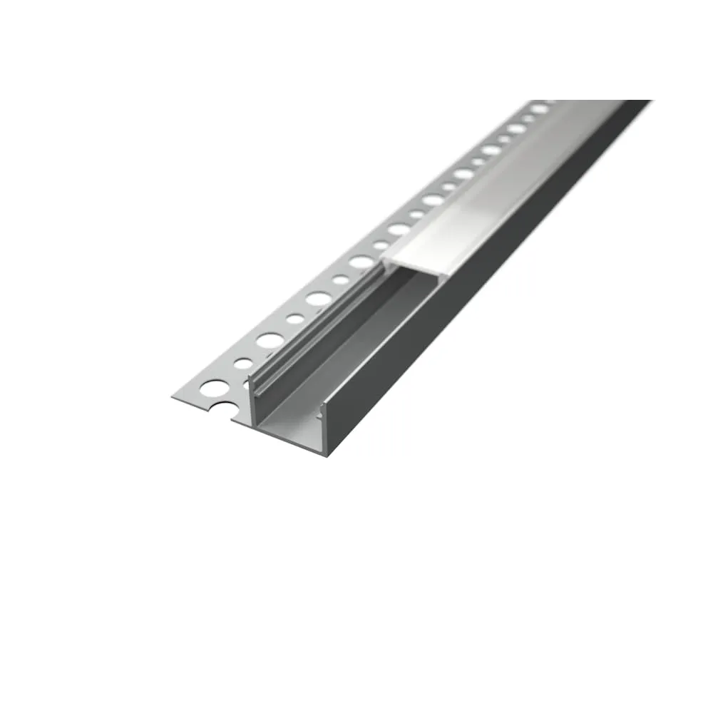Profilo in Alluminio da 2 metri per Incasso Cartongesso e Piastrelle con Cover Opaca (Modello BETA1L)