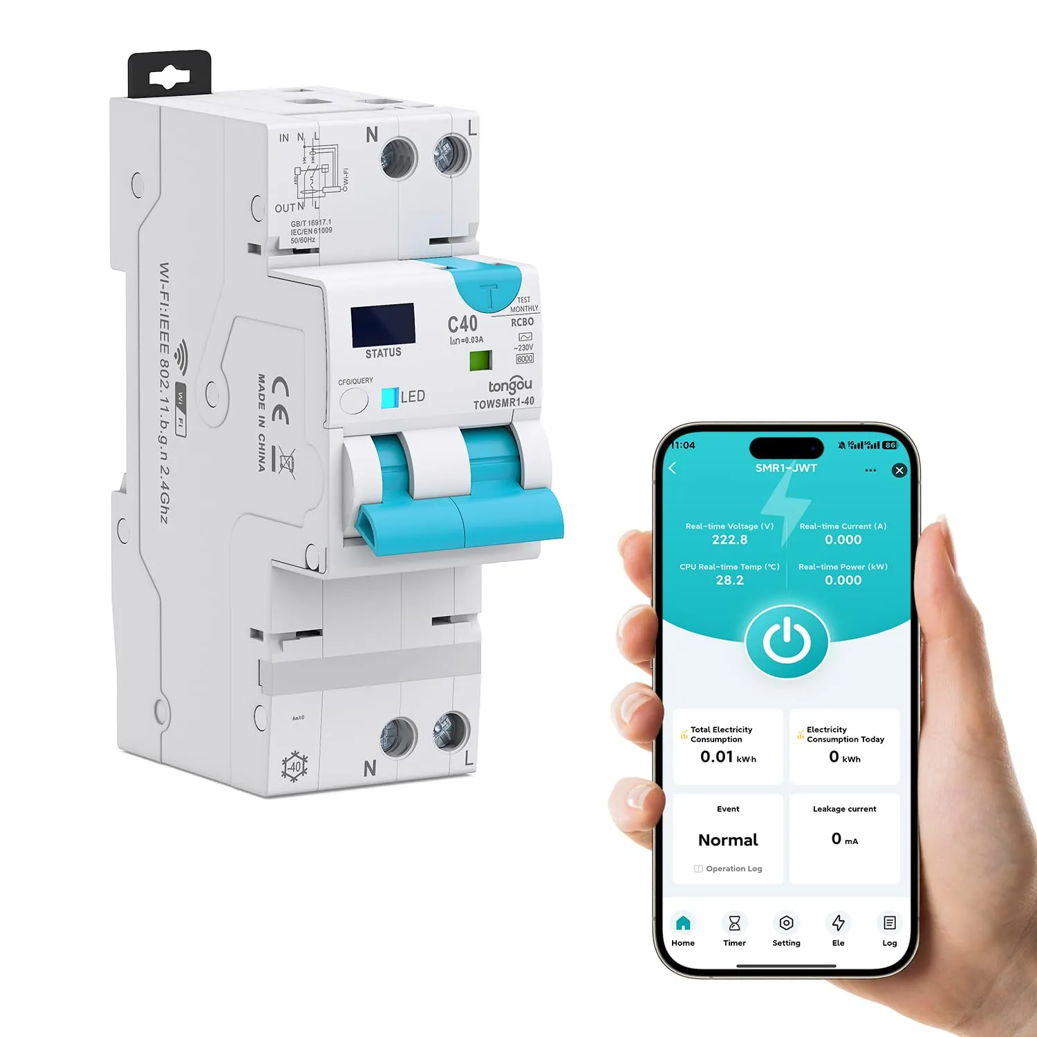 Interruttore Differenziale Wi-Fi Tuya Smart RCBO con Reset Automatico e Protezioni Avanzate