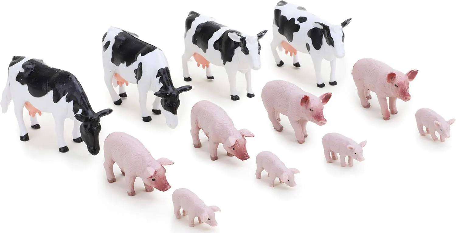 Toyland® Set di Animali da Cortile in Scala 1:32 - The Farm Collection - Bovini e Suini