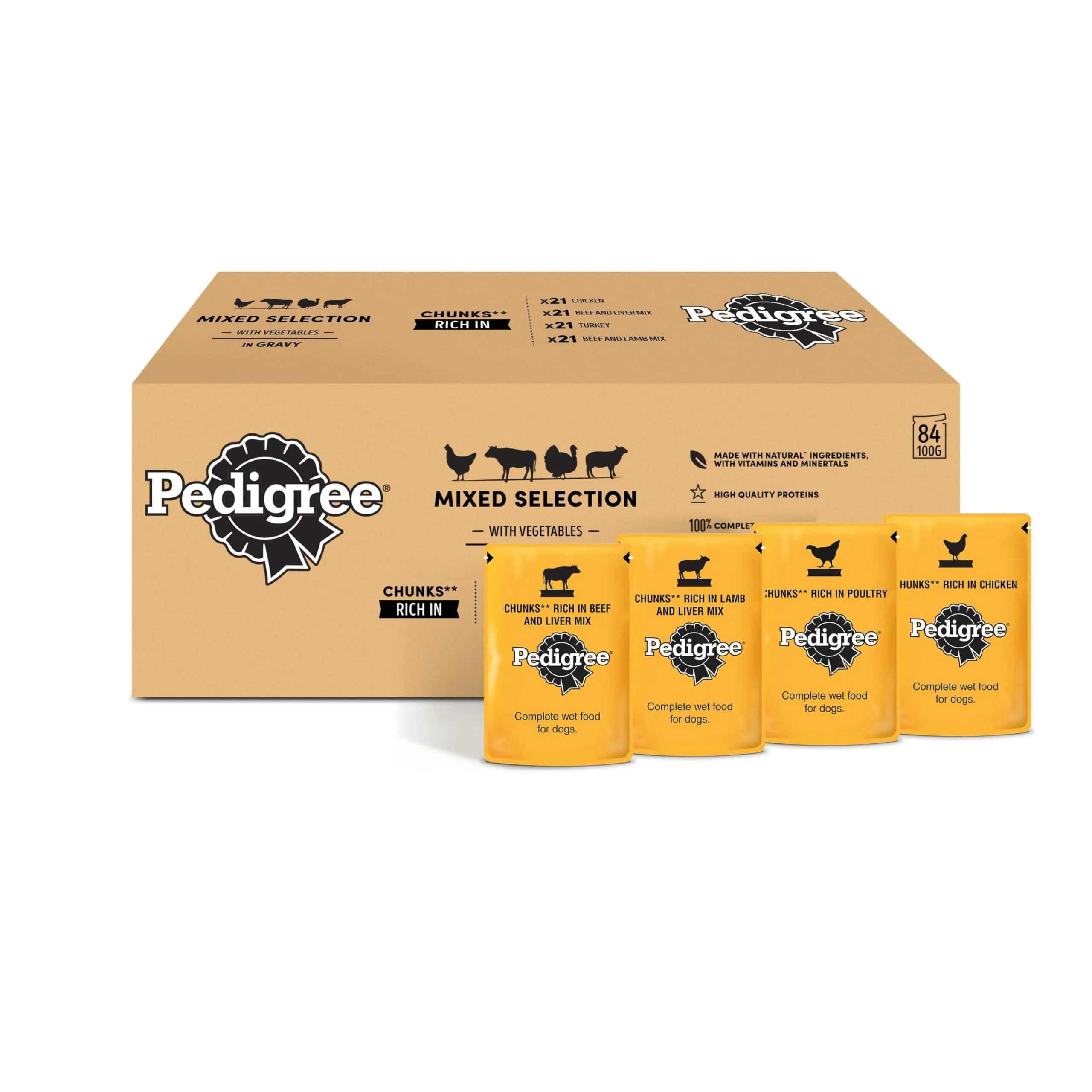 Pedigree Vital Protection, Cibo Umido per Cani Adulti al Pollo e Agnello in Gelatina