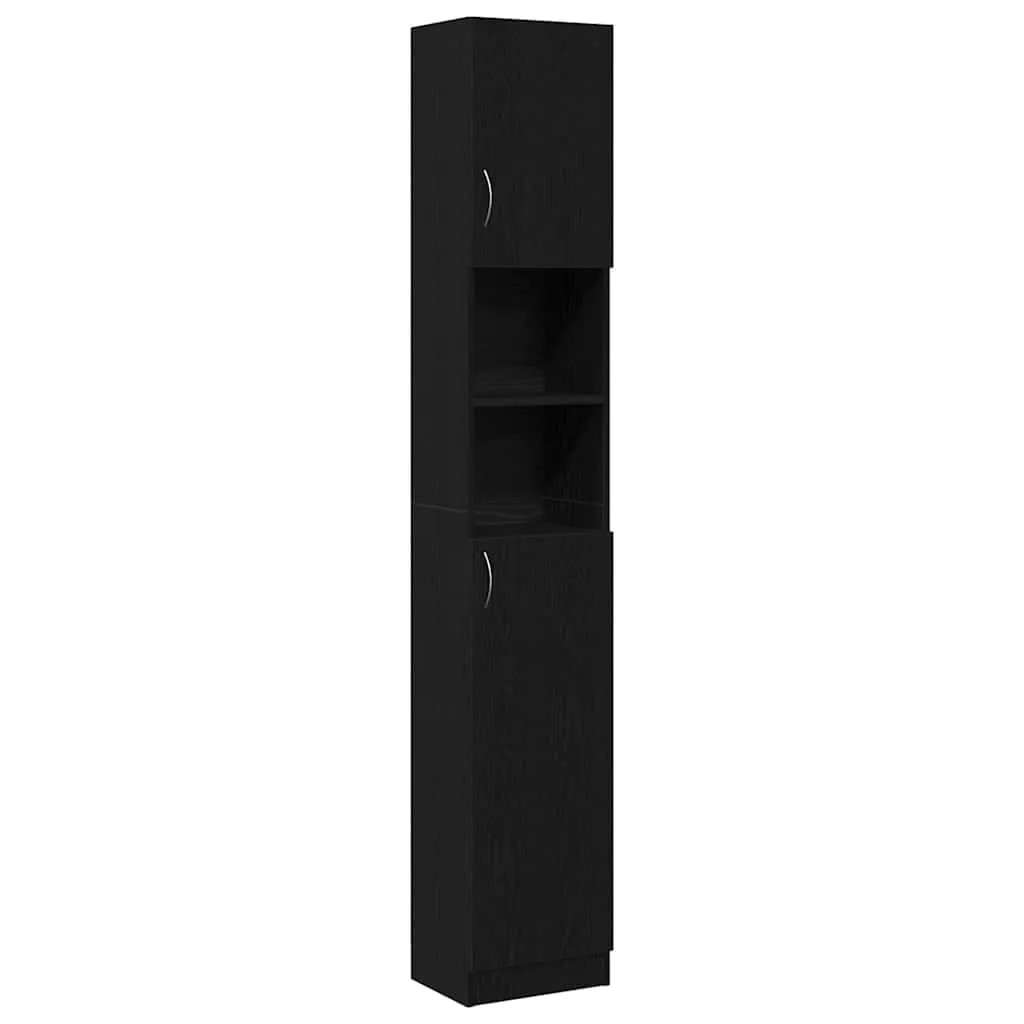 vidaXL Mobile da Bagno Rovere Nero in Legno Multistrato