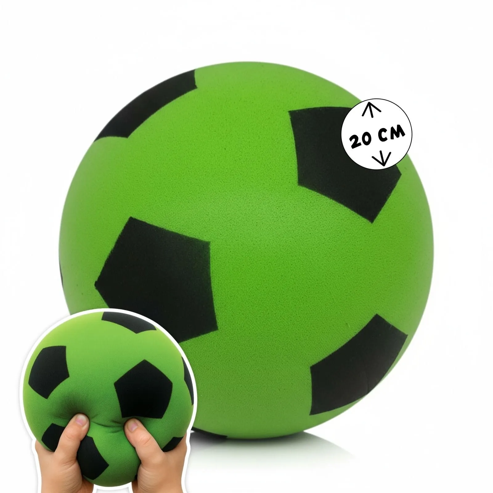 alldoro Palla in Gommapiuma Verde a Forma di Calcio, 20 cm