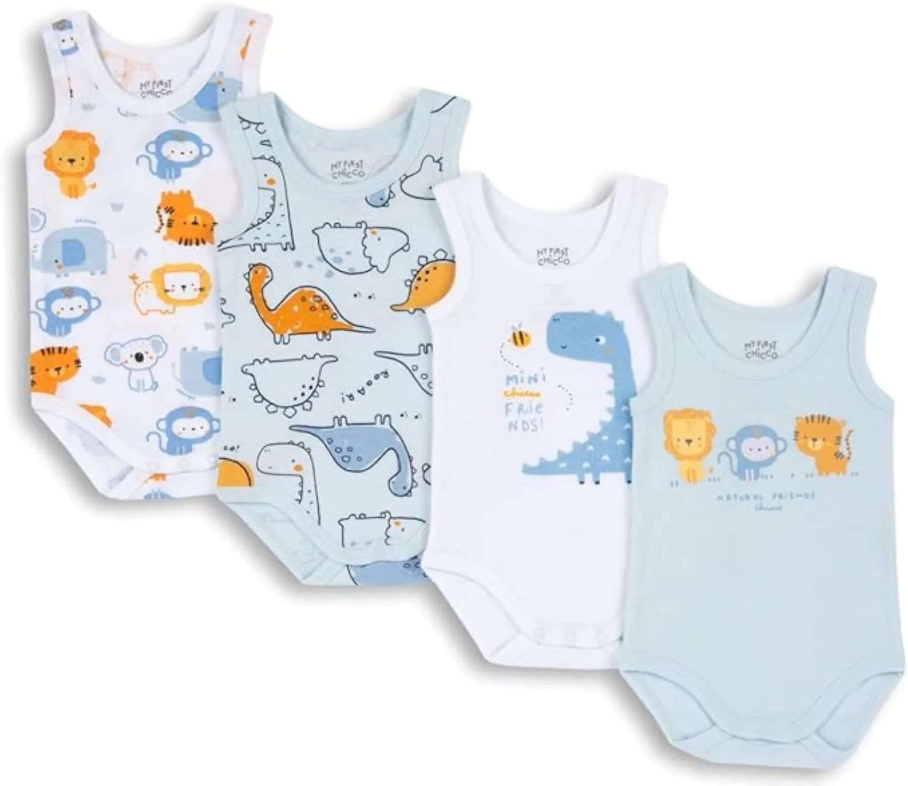 Chicco Set Body Senza Maniche in Cotone Unisex - Bimbi 0-24, Azzurro, 2 anni