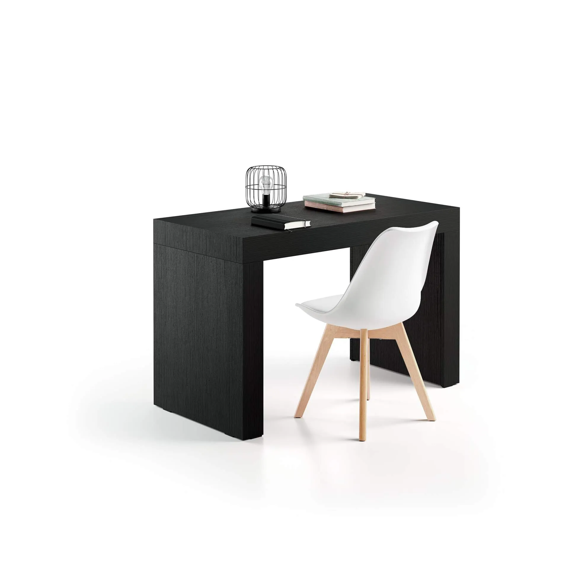 Mobili Fiver, Scrivania Evolution 120x60, Nero Frassino con Due Gambe