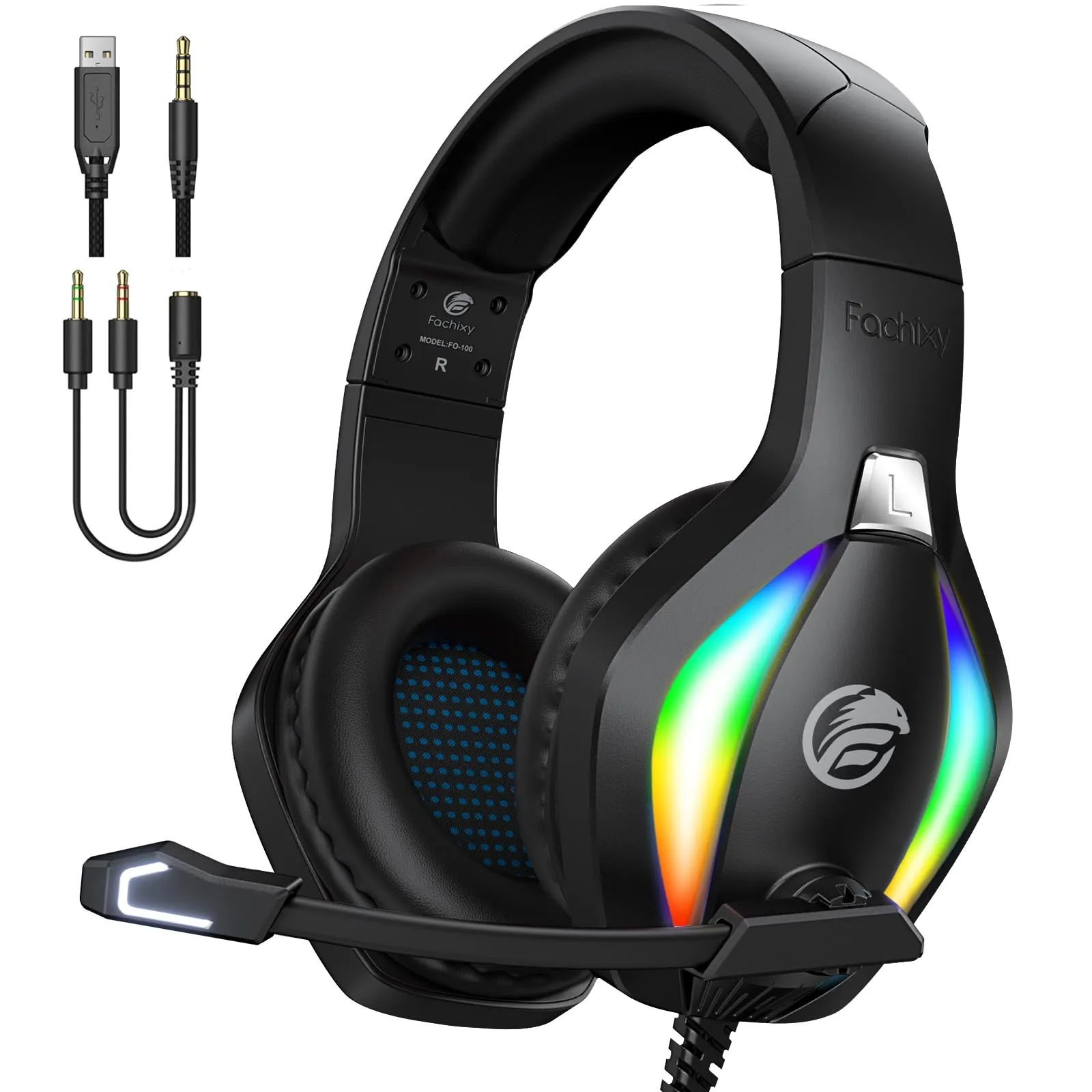 Fachixy FC100 Cuffie Gaming RGB per PS4, PS5, PC, Xbox e Nintendo Switch