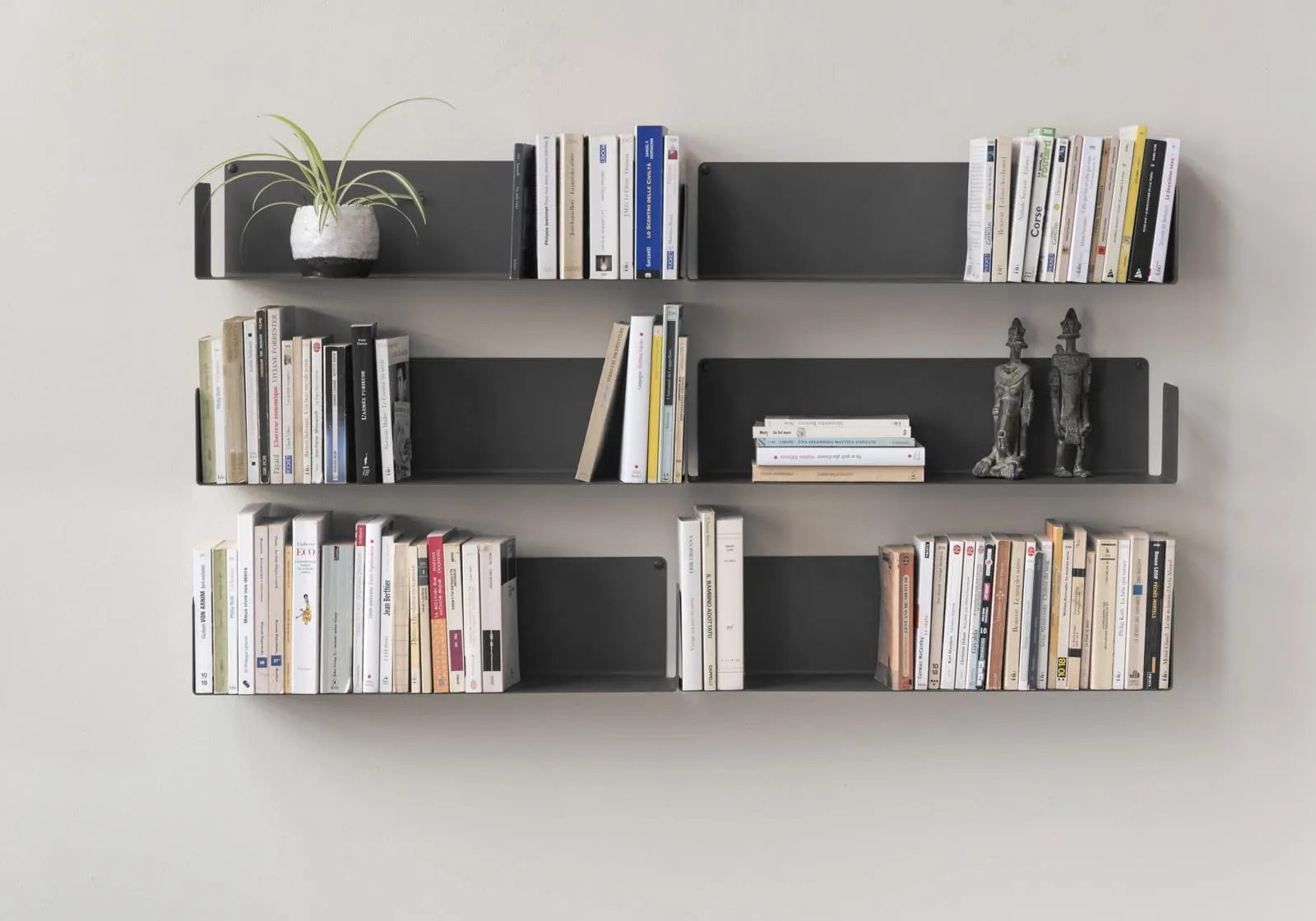 TEEbooks - 6 Mensole da Parete per Libri 60 cm - Grigio