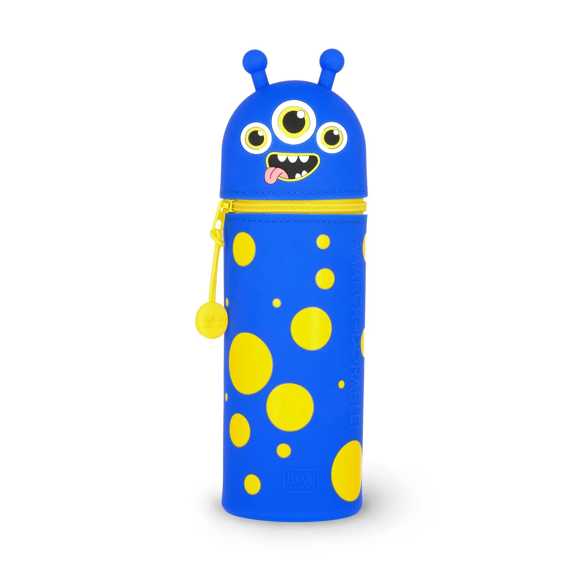 Legami - Kawaii Astuccio Scuola 2 in 1 in Morbido Silicone, Tema Monster, Portapenne da Tavolo, Chiusura con Cerniera, Penne Pastelli Pennarelli, H 21.5 cm