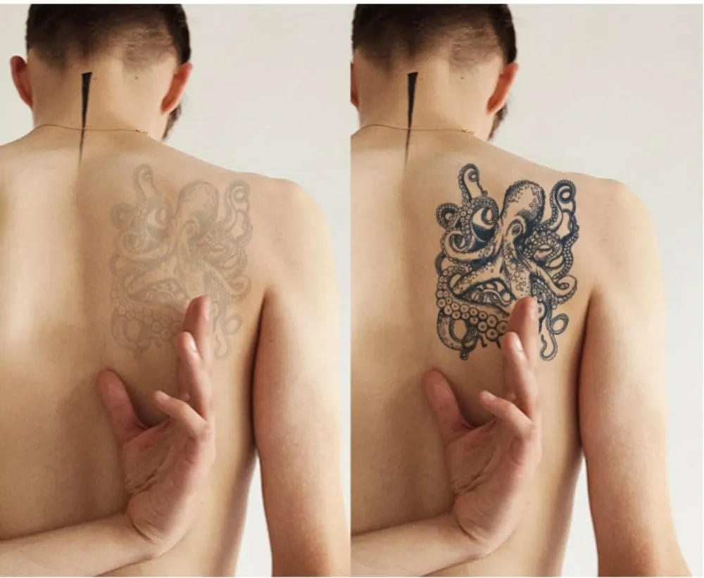 EFARMA Adesivi Tattoo Temporanei Polipo - 2 Fogli Realistici e Impermeabili