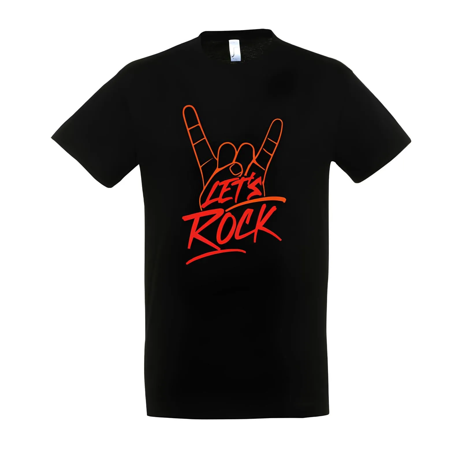 T-shirt in cotone "Let's Rock" Nera - Neonati, Bambini e Adulti