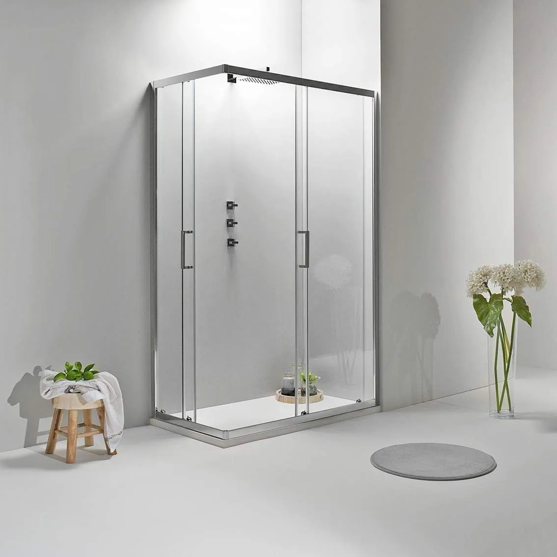 Box Doccia Angolare 70x120 con 2 Porte Scorrevoli in Vetro Trasparente serie Neat - Elite