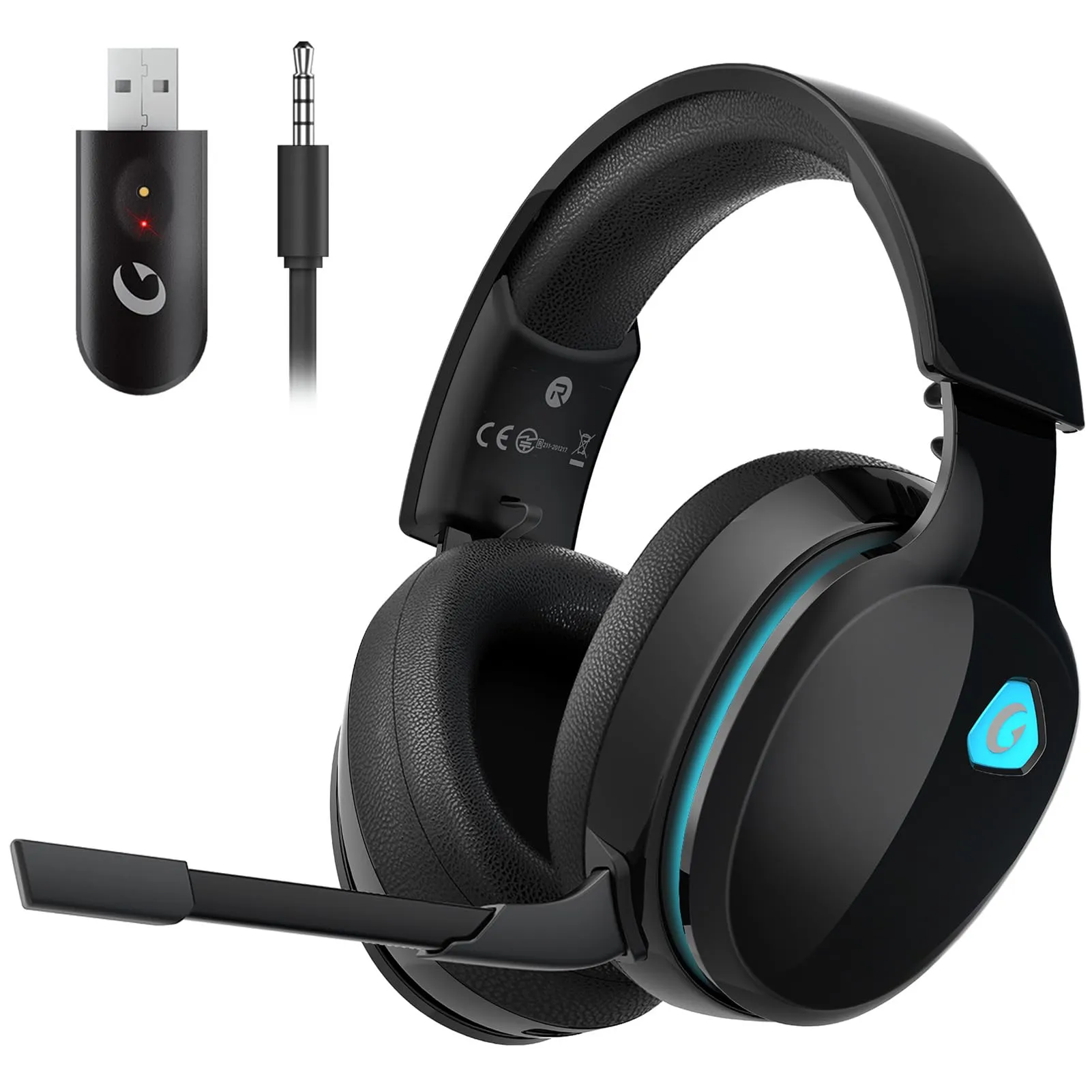 Gvyugke Captain 300 Cuffie Gaming Wireless 2.4GHz con Bluetooth e Microfono Rimovibile