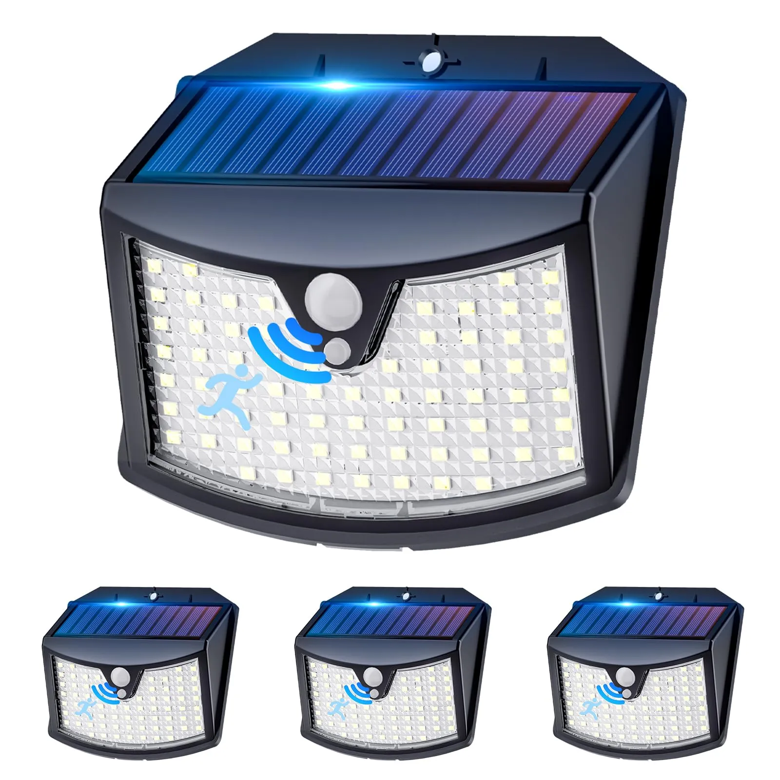 Set di 4 Lampade Solari LED da Esterno con Sensore di Movimento