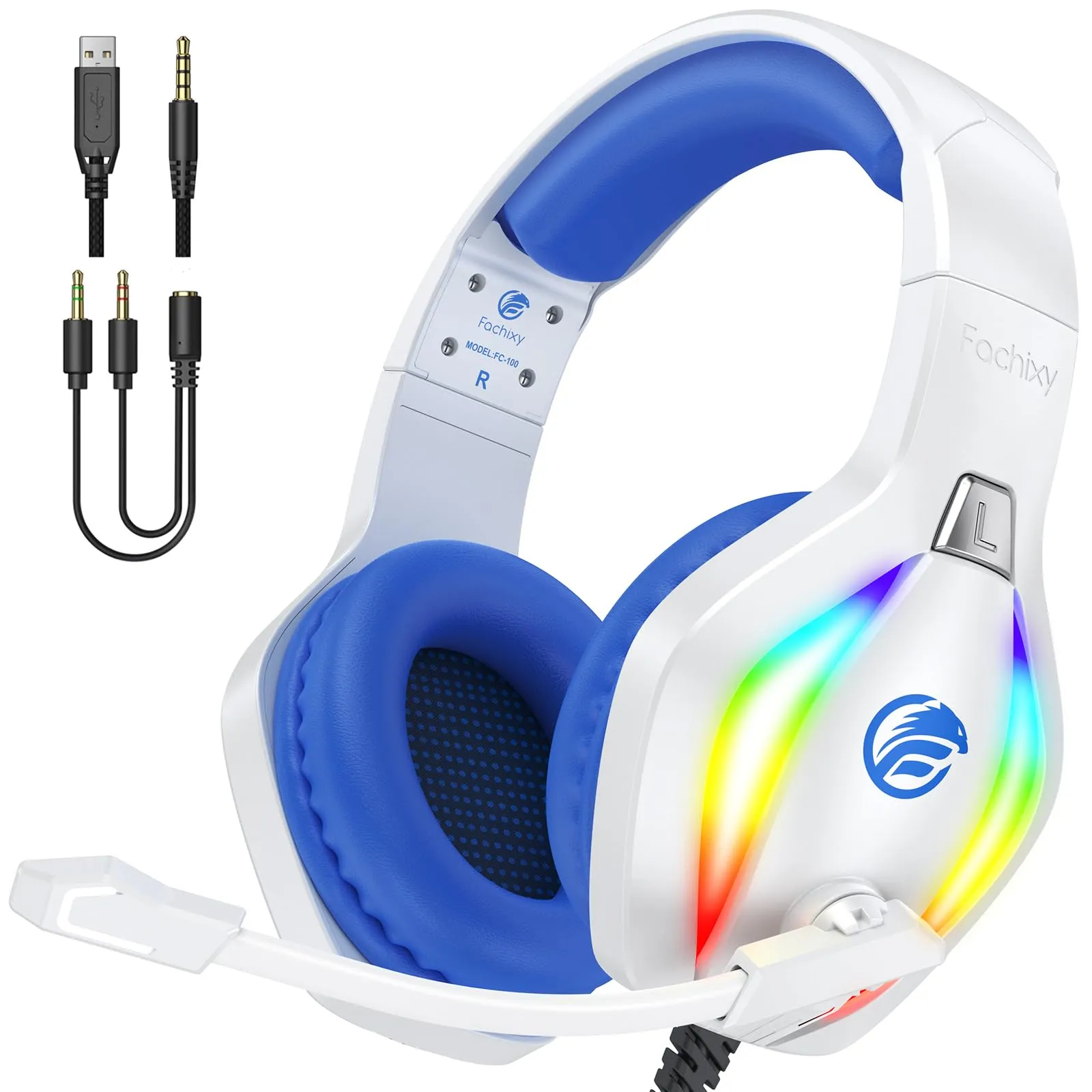 Fachixy FC100 Cuffie Gaming RGB con Microfono per PS4, PS5, PC, Xbox e Nintendo Switch