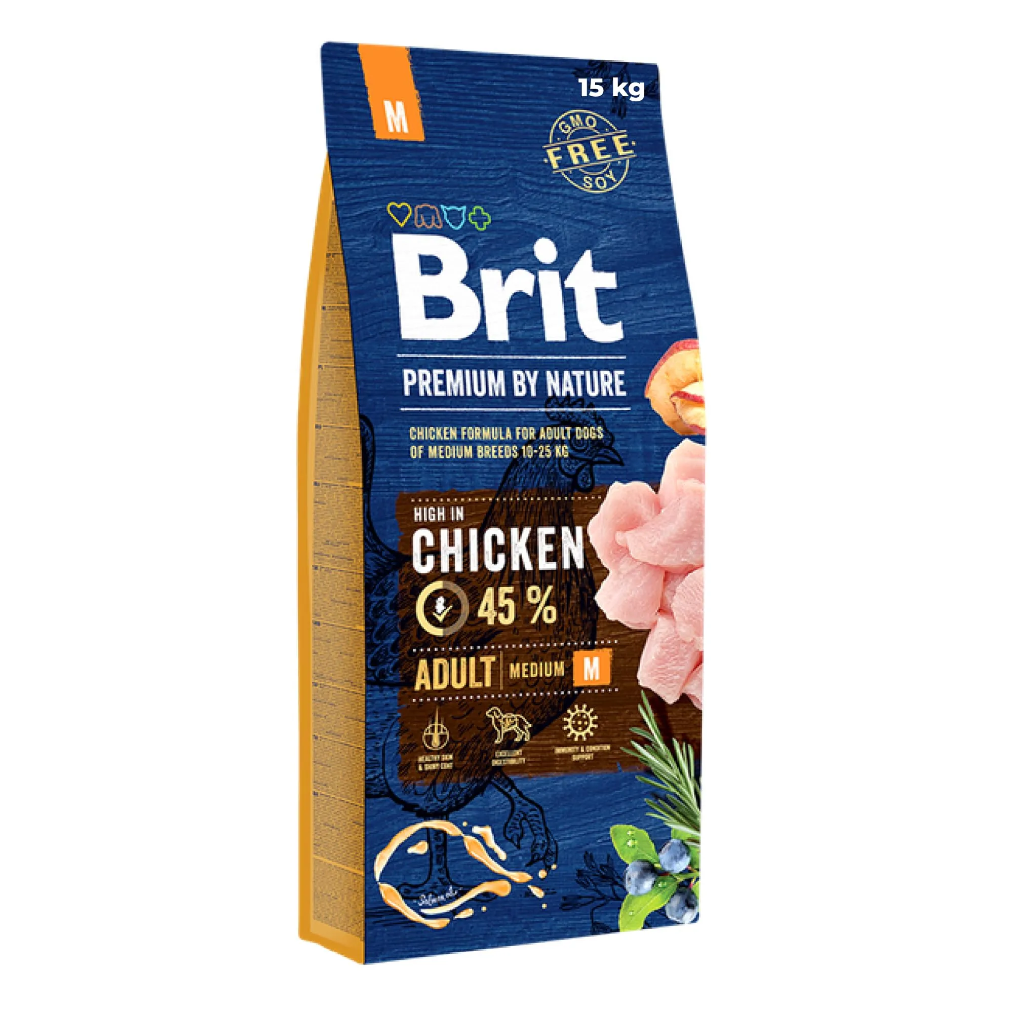 Brit Premium by Nature Adult M - Alimento Secco per Cani - Mela, Pollo e Mais - 15 kg