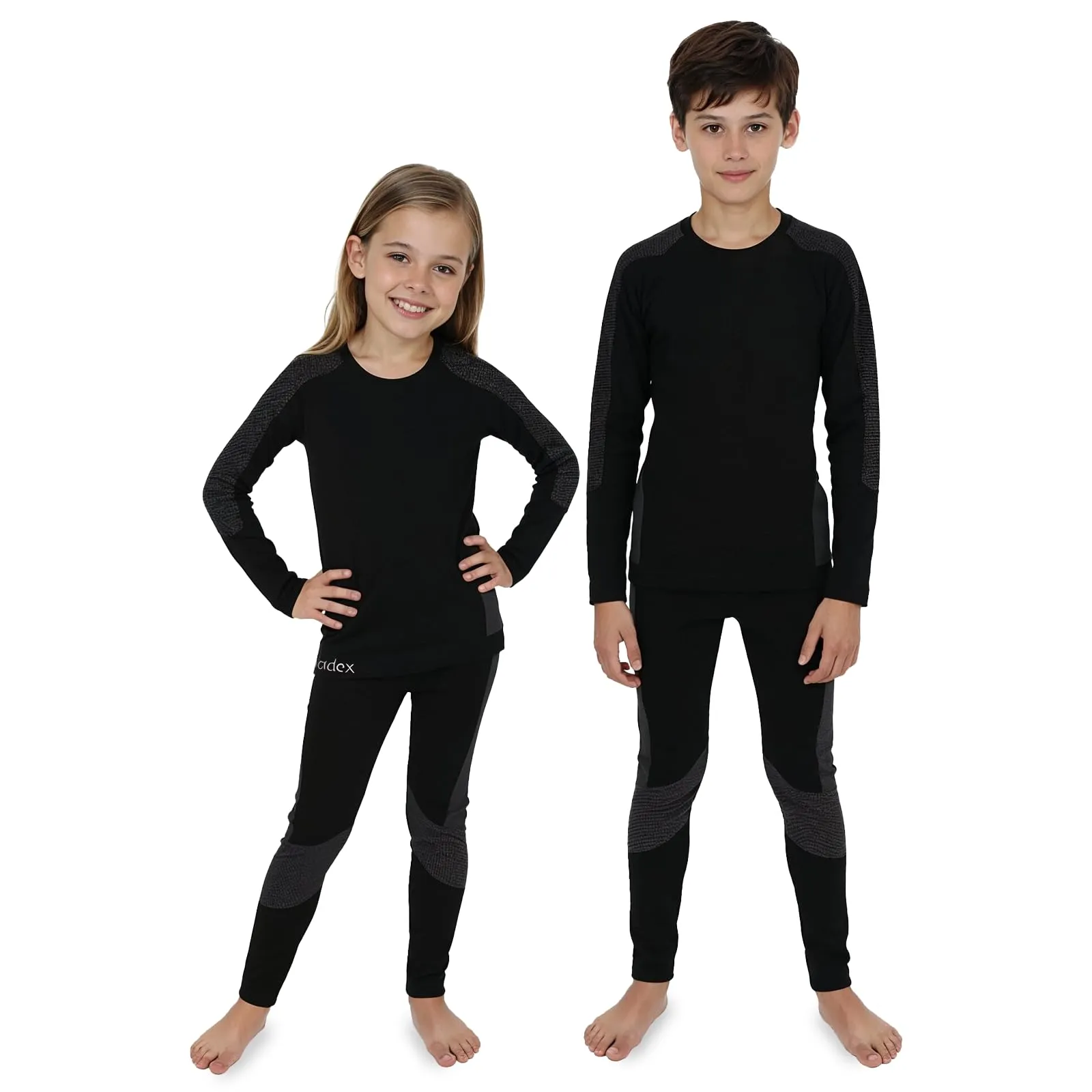 ALPIDEX Set Intimo Termico Bambini Nero-Grigio (146-152 cm)