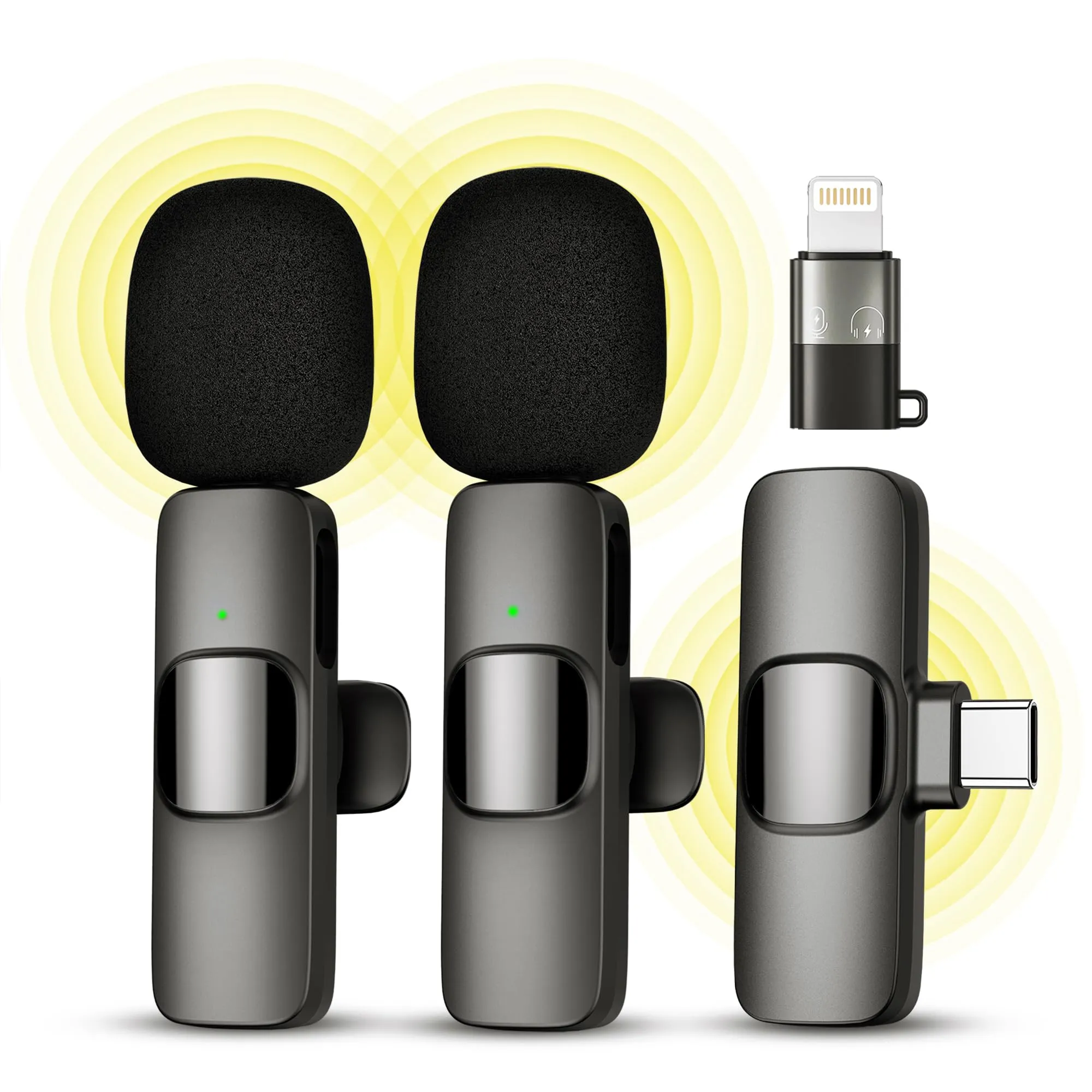 Qhot Microfono Wireless Lavalier per iPhone/iPad - Kit Doppio per Registrazioni Audio di Qualità Superiore