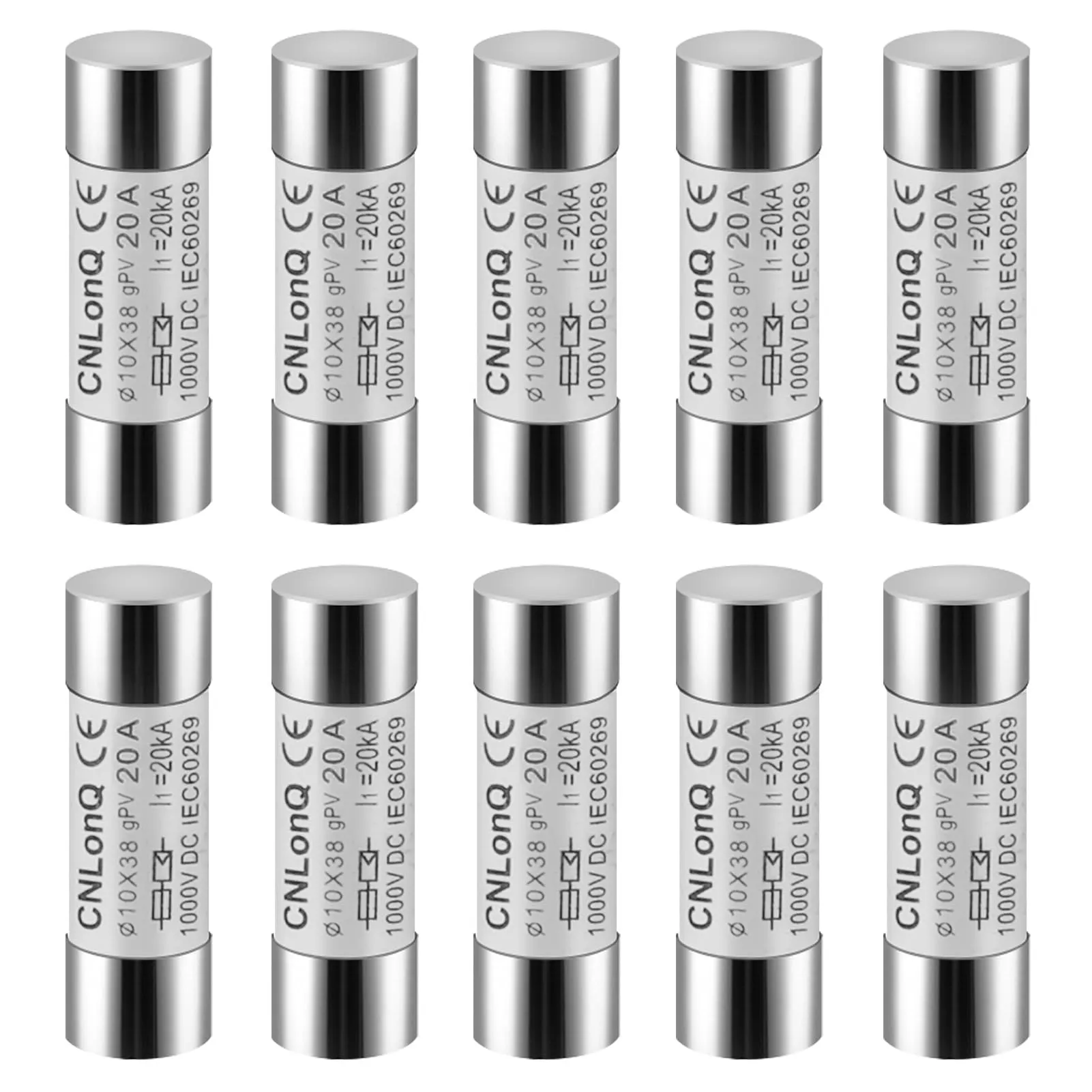 DEWIN Fusibili Fotovoltaici Solari 10x38mm - Protezione Efficace per Sistemi Solari