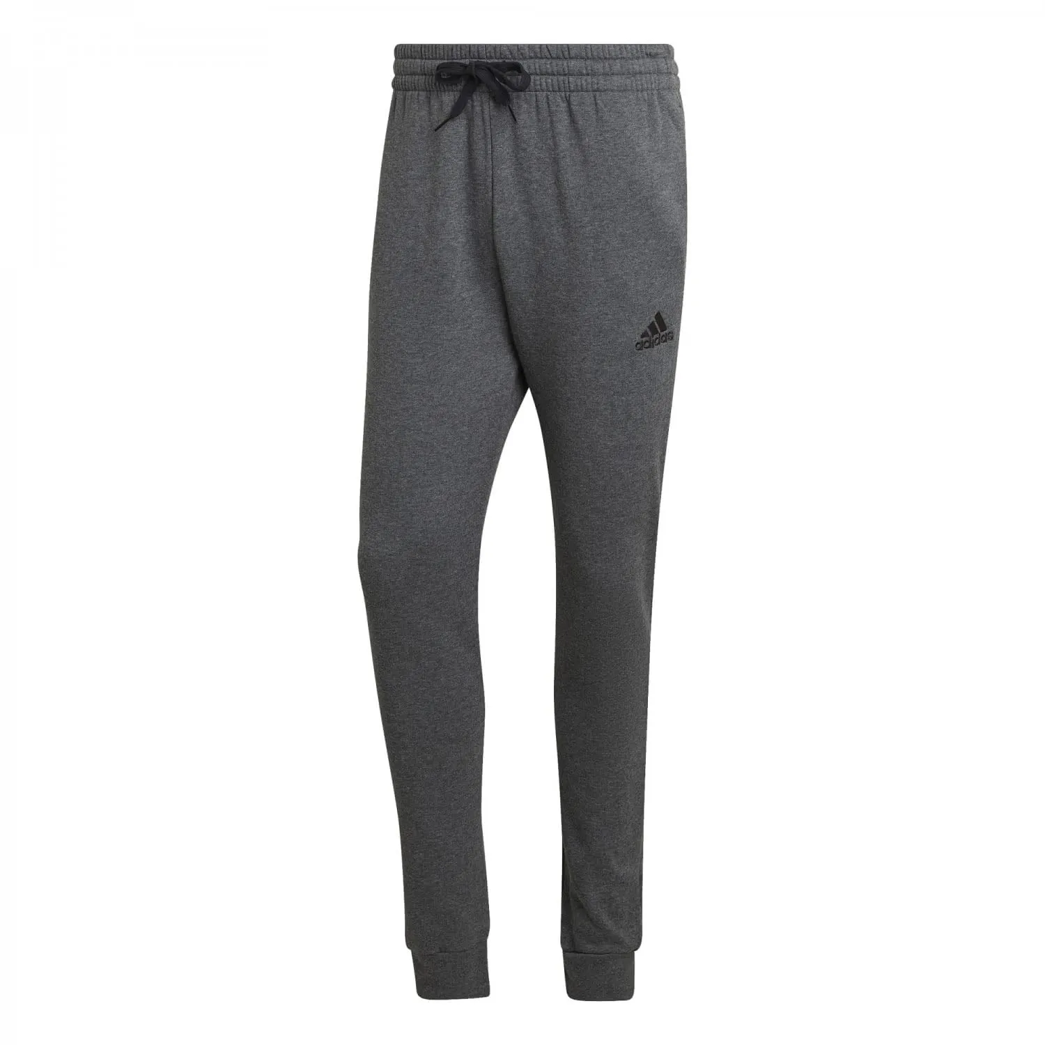 adidas Essentials Fleece Regular Tapered Pants Uomo, Grigio Scuro Melange/Nero