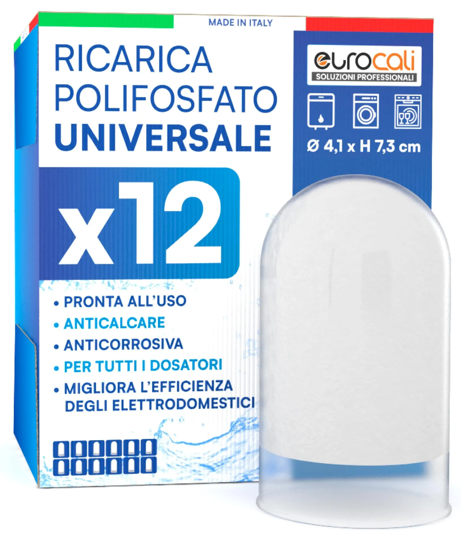 Ricarica Polifosfato in Polvere Anticalcare per Elettrodomestici - 12 Pezzi
