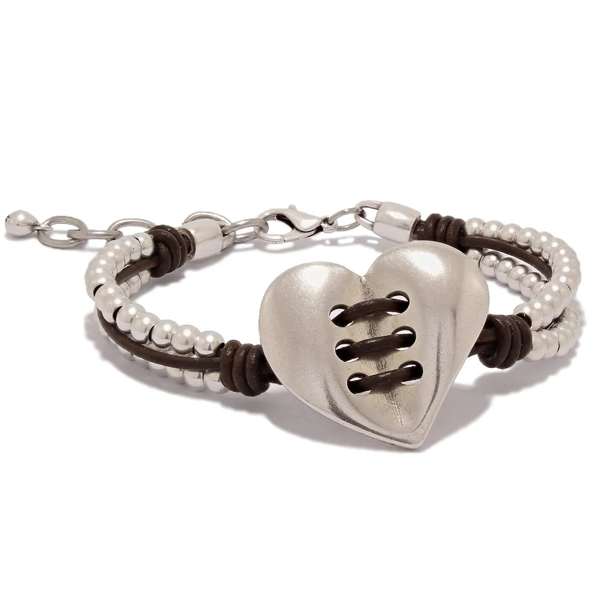 Bracciale in Pelle, Zama e Cuore Artigianale di Intendenciajewels