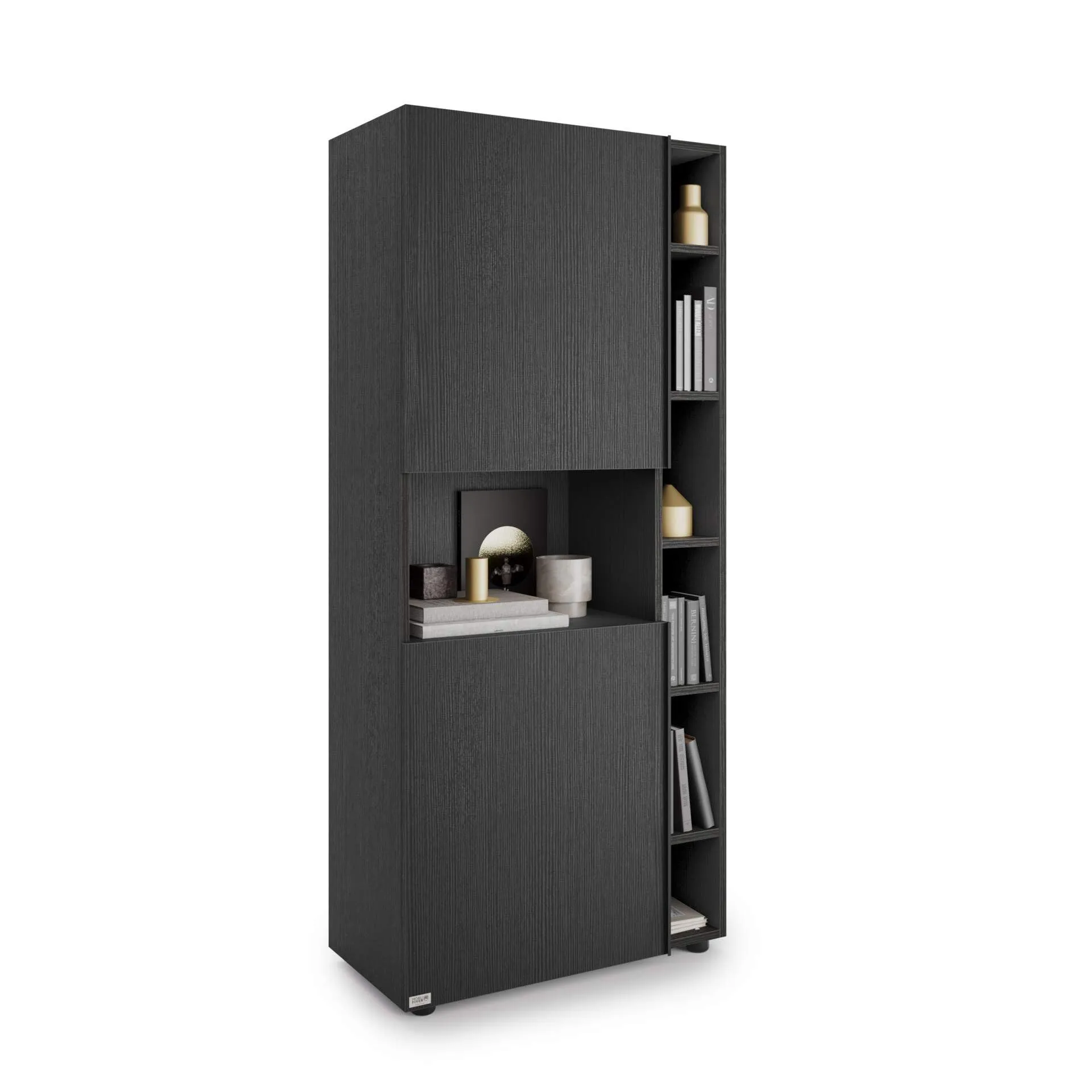 Mobili Fiver, Libreria Componibile Romina Nero Frassino