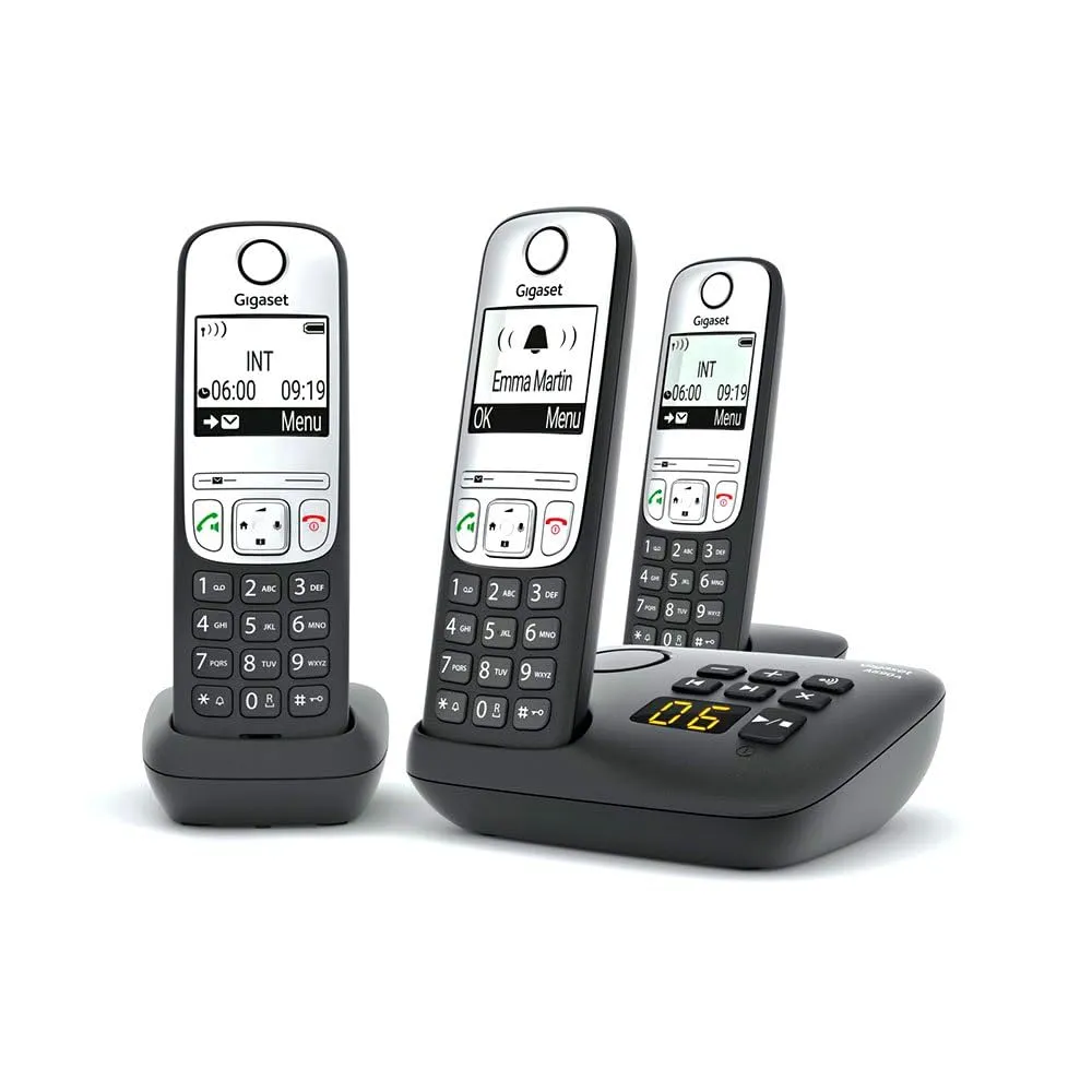 Gigaset A690A Trio - Telefono Cordless con Segreteria Telefonica, Nero