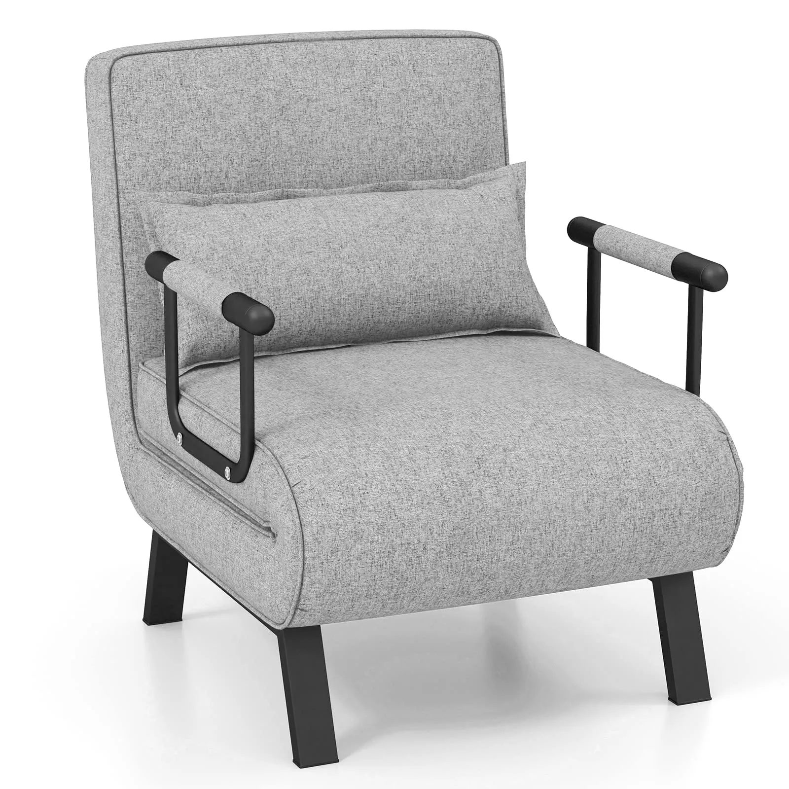 COSTWAY Poltrona Letto 4 in 1 Pieghevole Grigio Chiaro