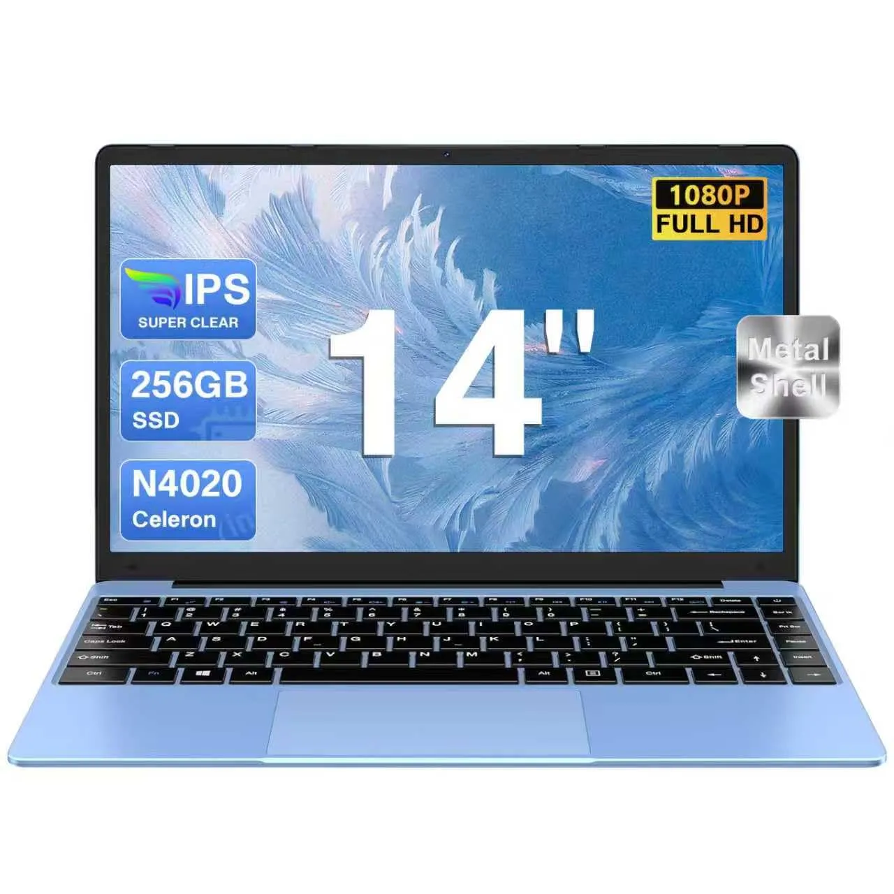 PC Portatile 14" Celeron N4020, 6GB RAM, 256GB SSD, Windows 11 Pro - Blue
