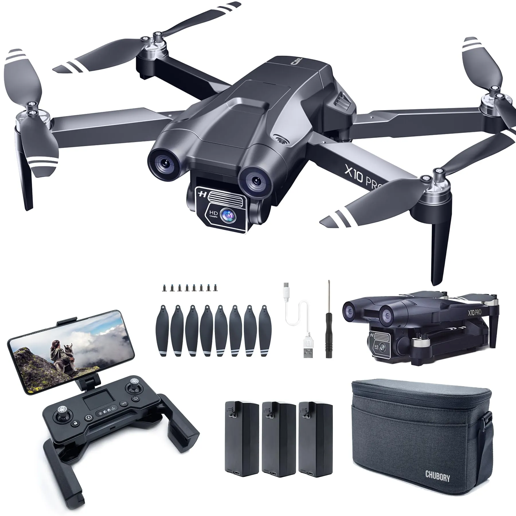 Drone Quadricottero Pieghevole Brushless 4K HD - Oltre 60 Minuti di Volo