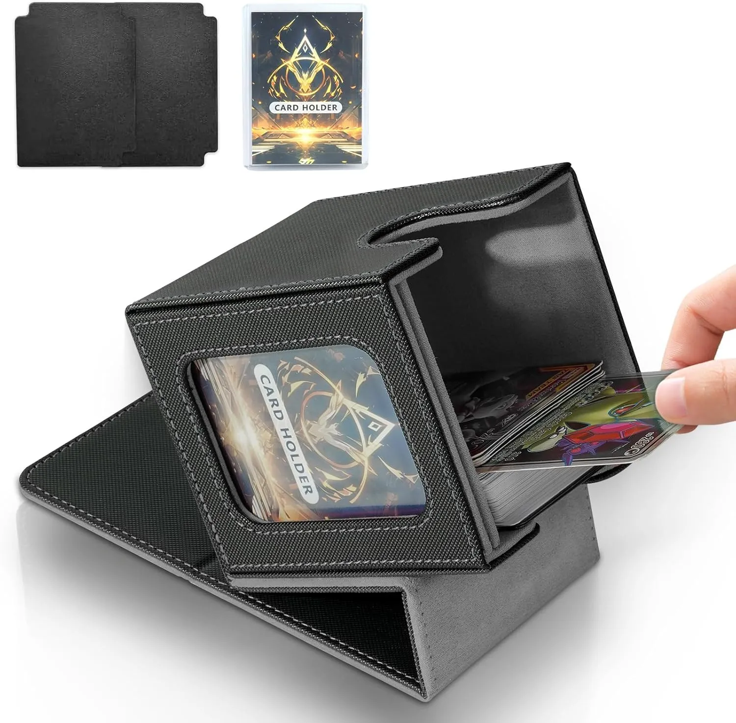 IVODEELA Deck Box per Carte MTG - Nero Grigio