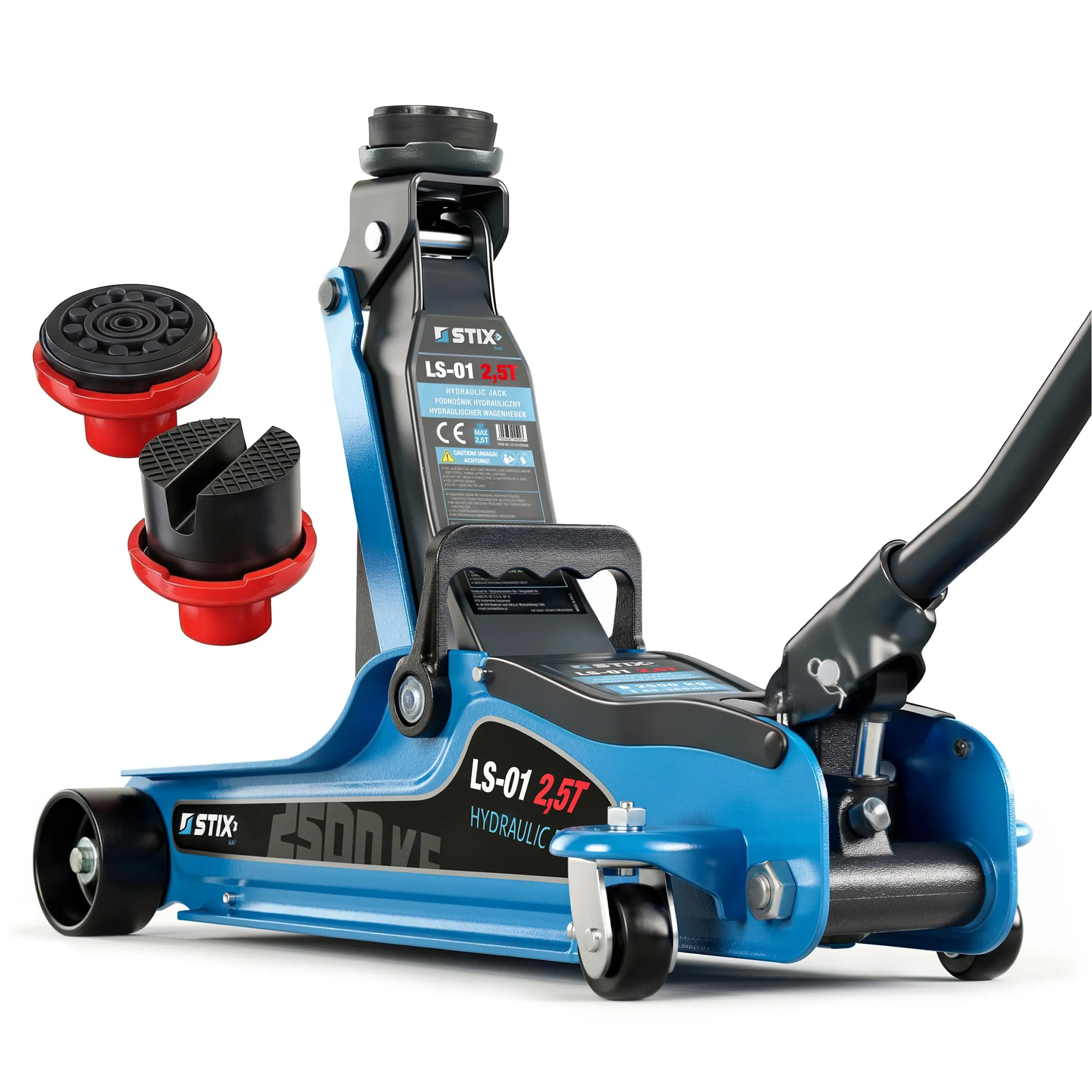 Cric Sollevatore Idraulico 2,5T - Idraulico a carrello LS-01 per auto sportive e SUV, profilo basso 85 mm, altezza max 365 mm, struttura robusta in acciaio
