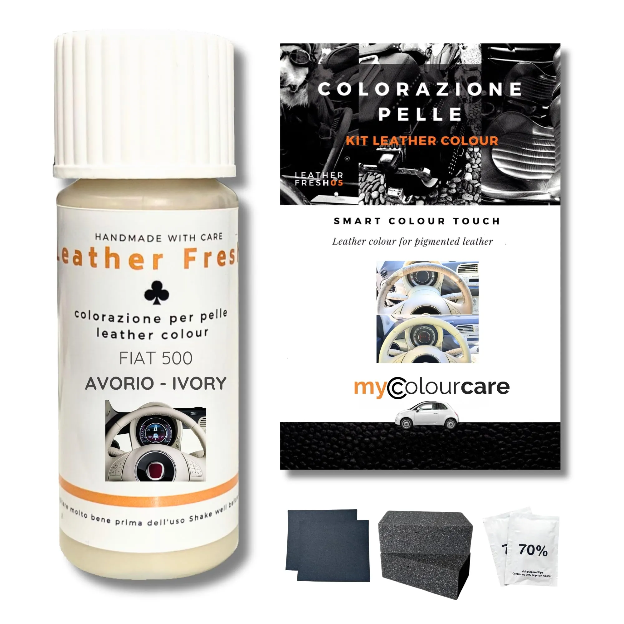 Mycolourcare Kit Ritocco Volante Bianco Avorio per Fiat 500