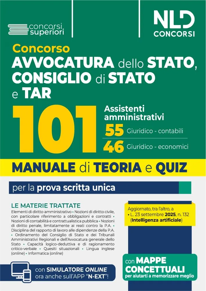 Concorso 101 Assistenti Avvocatura dello Stato, Consiglio di Stato e TAR. Manuale di teoria per la prova scritta 2025. Con espansione online