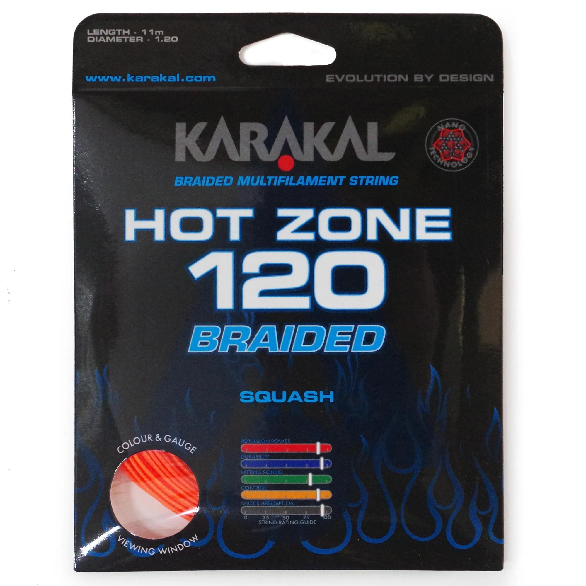 Karakal Hot Zone - Set di corde intrecciate da 120 squash, colore: arancione