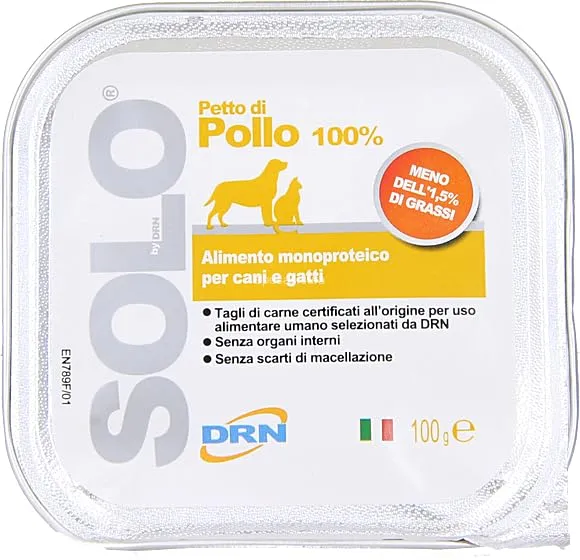 DRN Solo Petto di Pollo per Cani e Gatti - 32 buste da 100gr